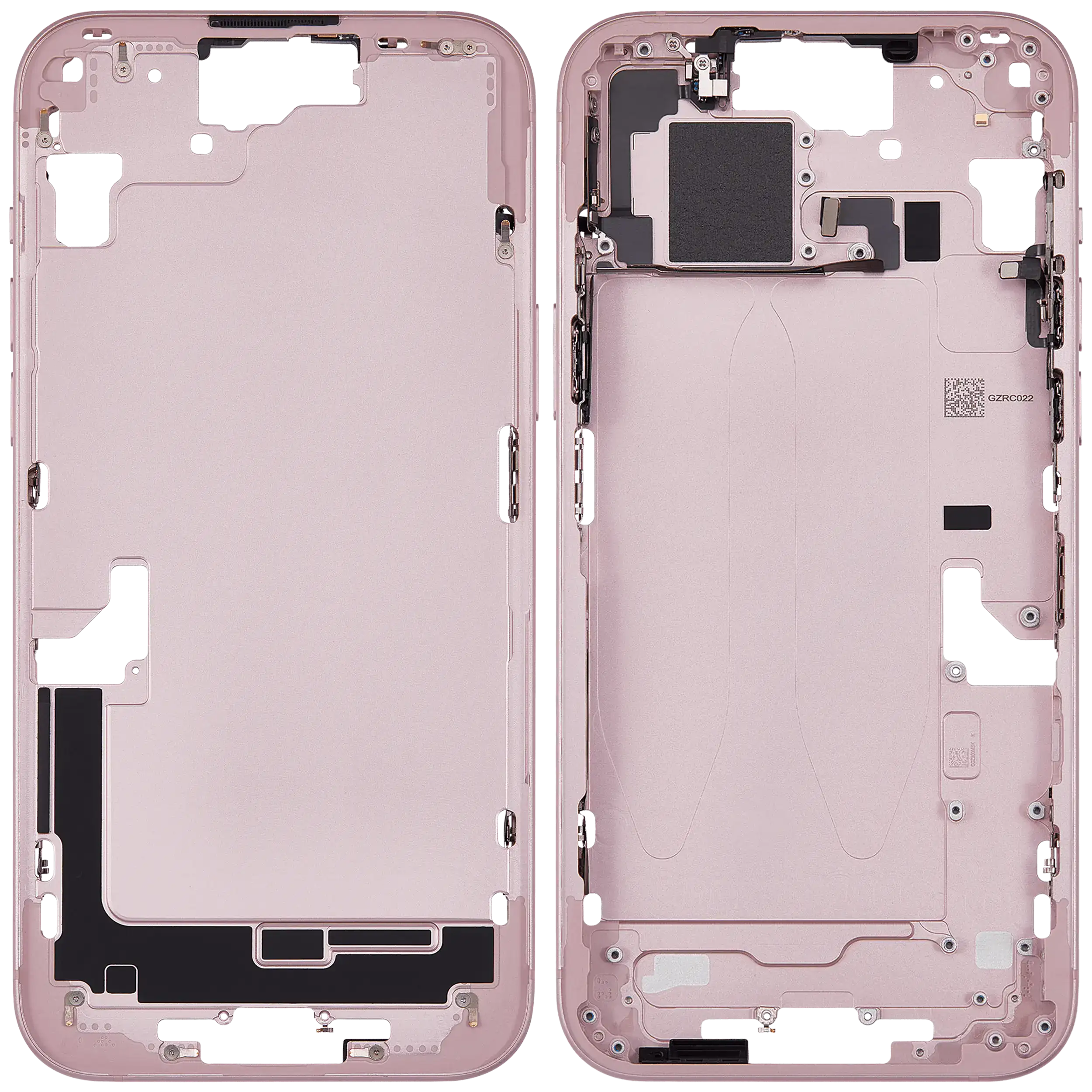 Mittelrahmen mit Kleinteilen für iPhone 15 Plus (EU / globale Version) (ausgebautes Originalteil: Grade B) (Pink (Rosa)) – Bild 2