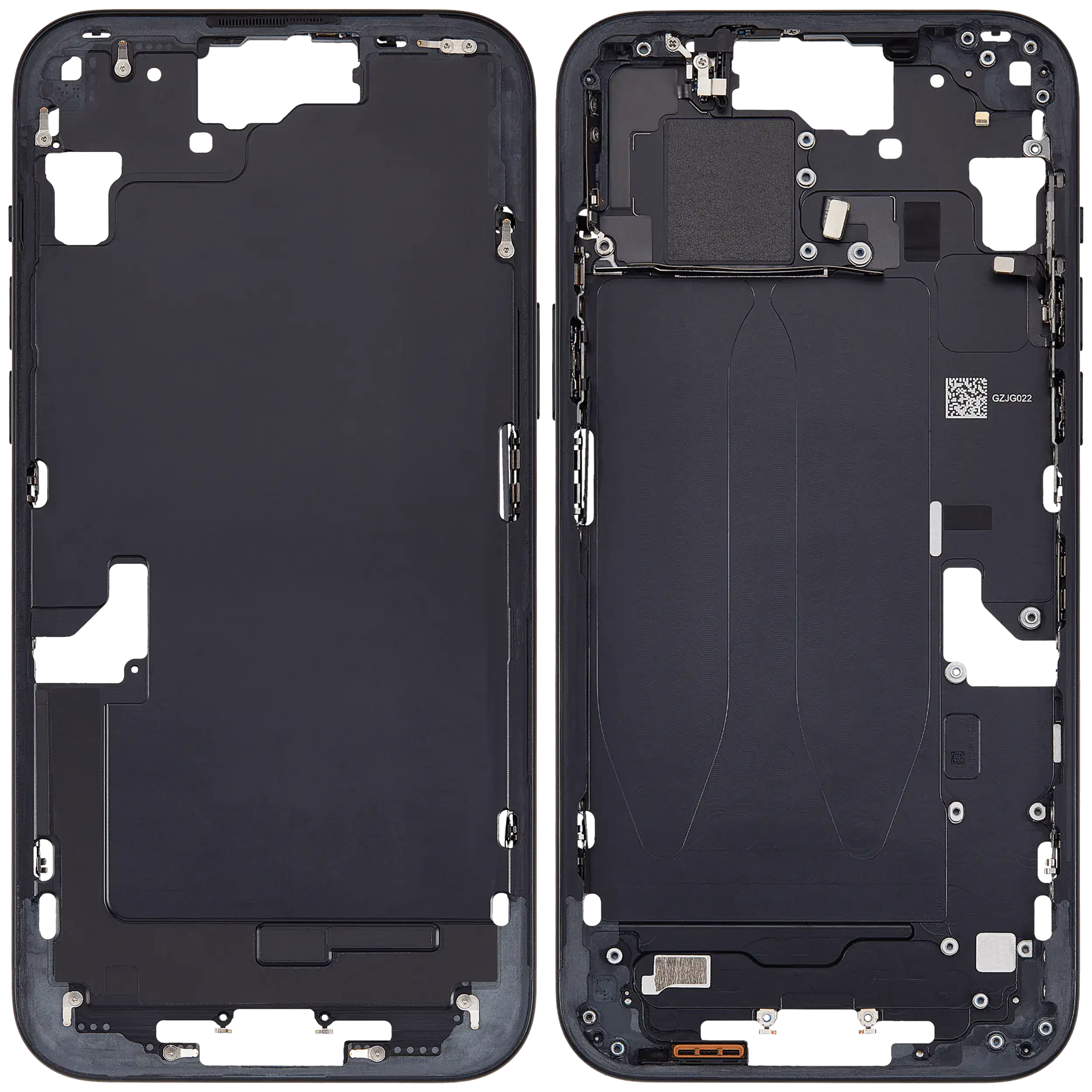 Mittelrahmen mit Kleinteilen für iPhone 15 Plus (EU / globale Version) (ausgebautes Originalteil: Grade C) (Black (Schwarz)) – Bild 2
