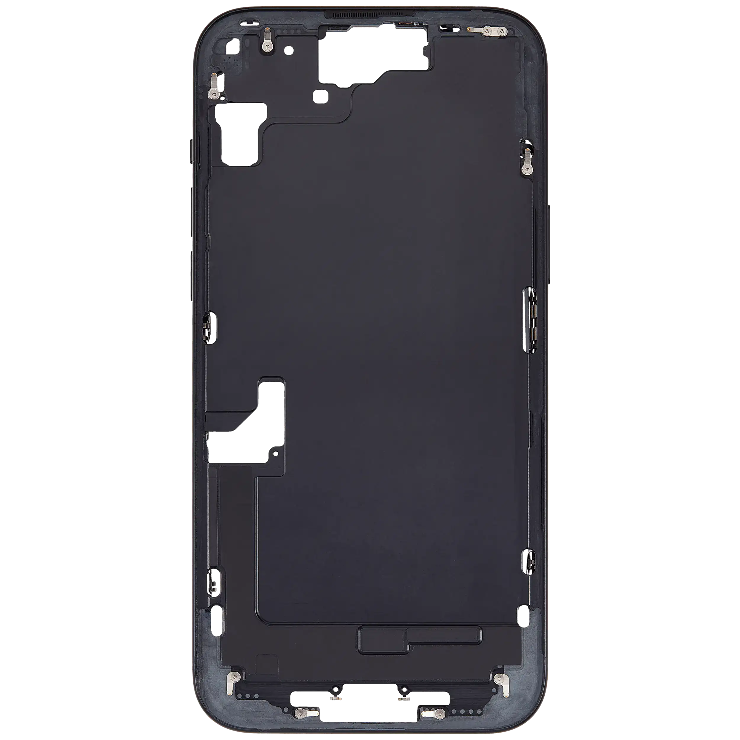 Mittelrahmen mit Kleinteilen für iPhone 15 Plus (EU / globale Version) (ausgebautes Originalteil: Grade C) (Black (Schwarz)) – Bild 3