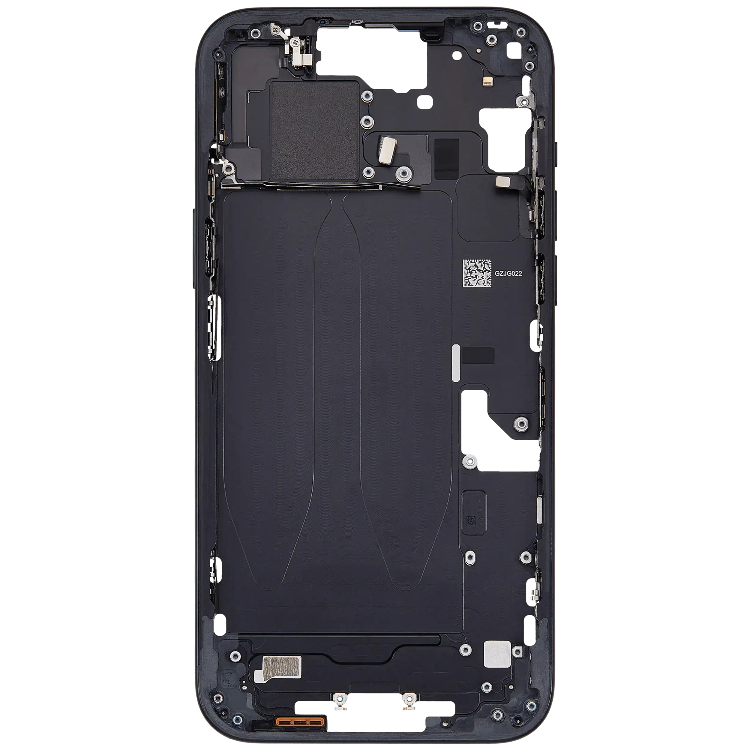 Mittelrahmen mit Kleinteilen für iPhone 15 Plus (EU / globale Version) (ausgebautes Originalteil: Grade C) (Black (Schwarz)) – Bild 4