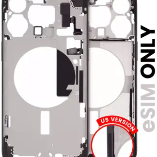 Mittelrahmen mit Kleinteilen für iPhone 15 Pro Max (EU / globale Version) (ausgebautes Originalteil: Grade B) (Black Titanium)