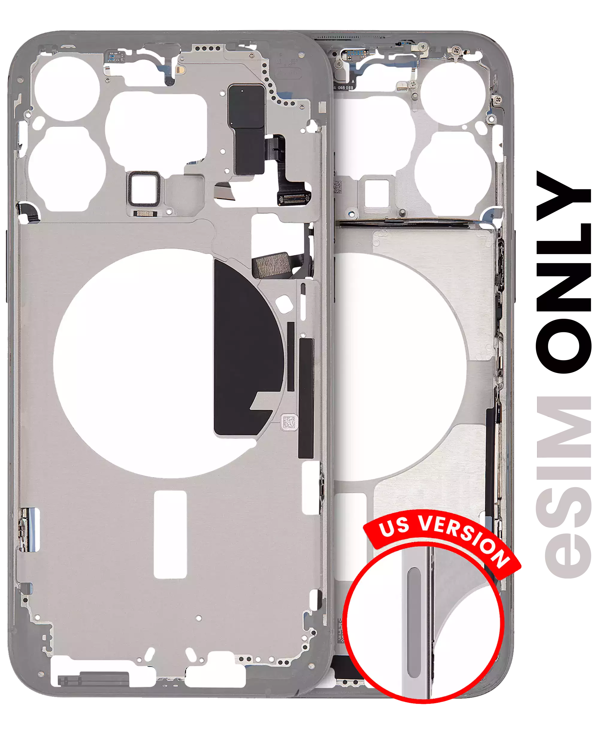 Mittelrahmen mit Kleinteilen für iPhone 15 Pro Max (EU / globale Version) (ausgebautes Originalteil: Grade B) (Black Titanium) – Bild 3