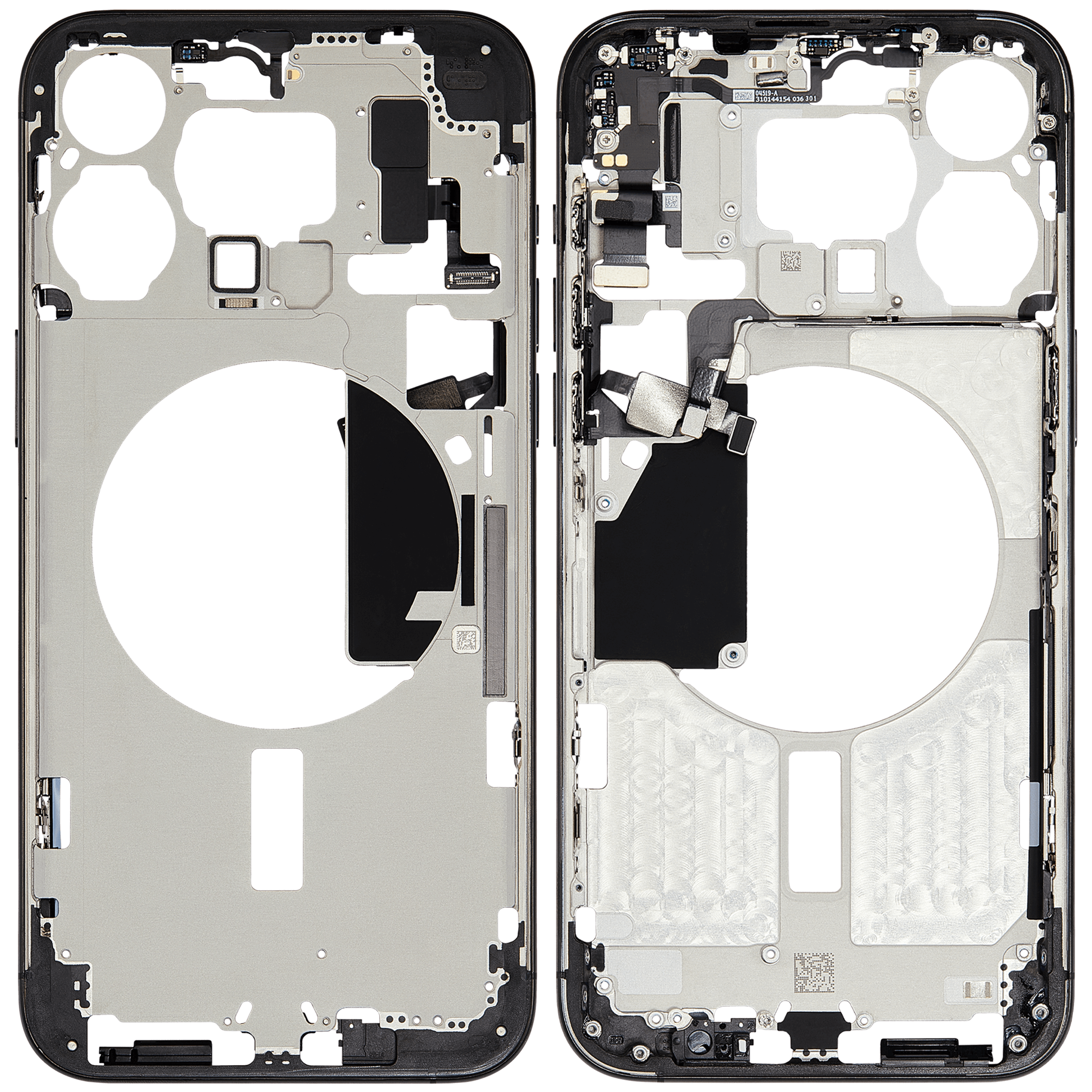 Mittelrahmen mit Kleinteilen für iPhone 15 Pro Max (EU / globale Version) (ausgebautes Originalteil: Grade C) (Black Titanium) – Bild 2