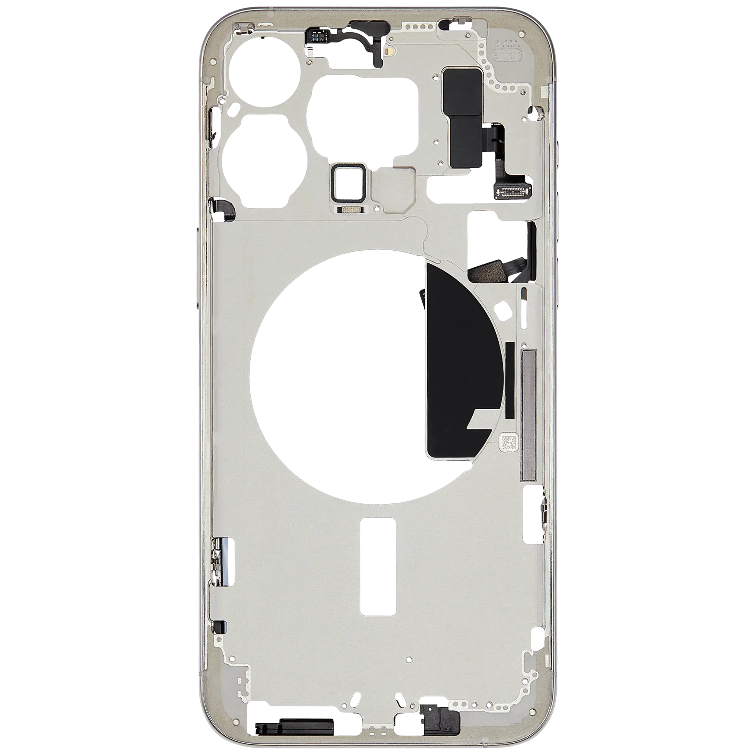 Mittelrahmen mit Kleinteilen für iPhone 15 Pro Max (EU / globale Version) (ausgebautes Originalteil: Grade C) (White Titanium) – Bild 3