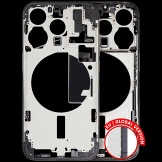 Mittelrahmen mit Kleinteilen für iPhone 15 Pro (EU / globale Version) (ausgebautes Originalteil: Grade C) (Black Titanium)