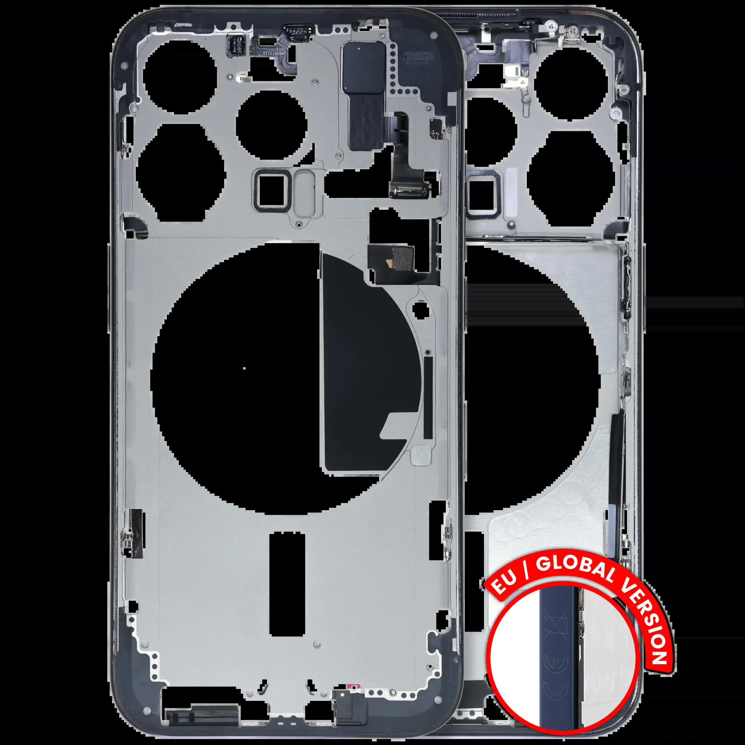 Mittelrahmen mit Kleinteilen für iPhone 15 Pro (EU / globale Version) (ausgebautes Originalteil: Grade C) (Blue Titanium)