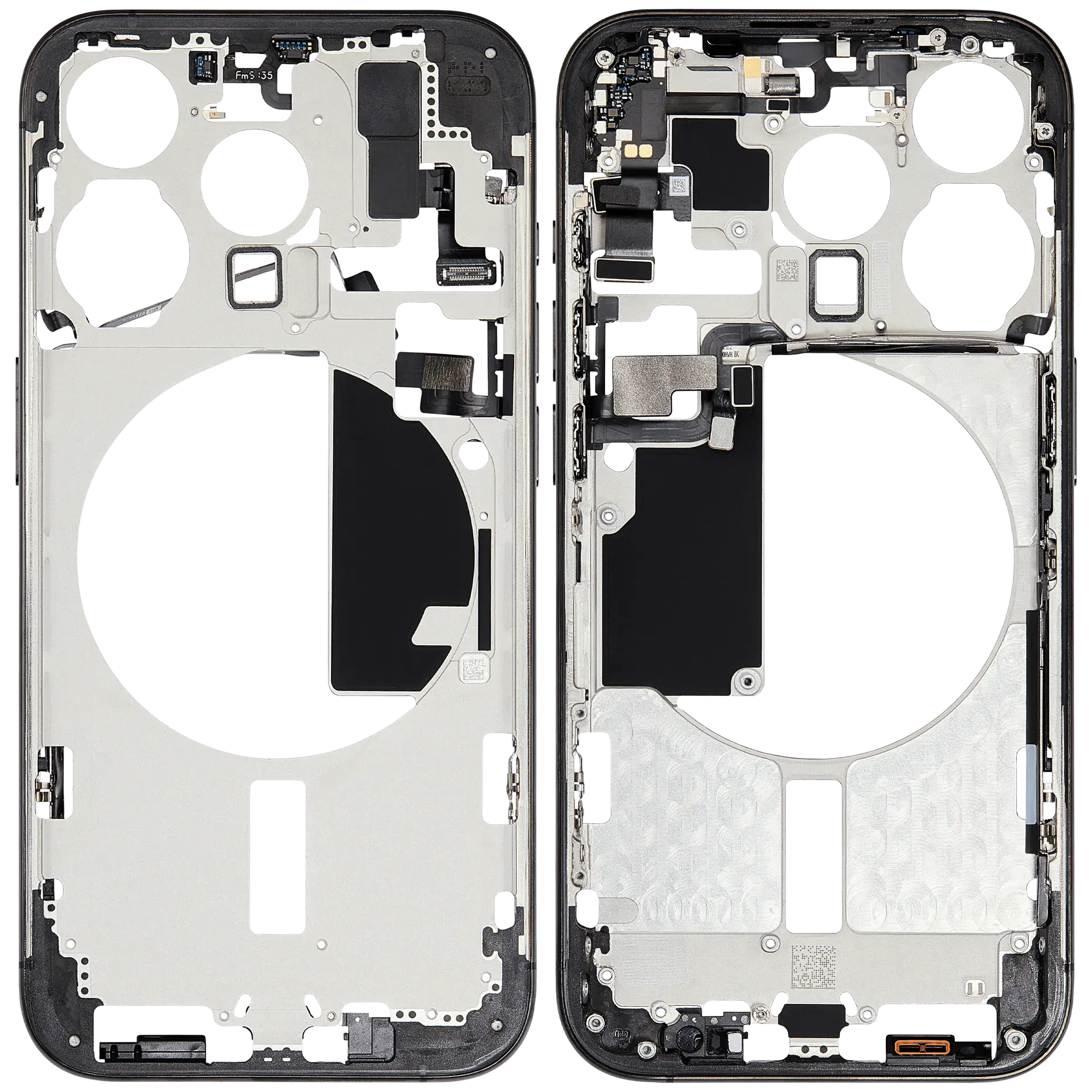 Mittelrahmen mit Kleinteilen für iPhone 15 Pro (EU / globale Version) (ausgebautes Originalteil: Grade B) (Black Titanium) – Bild 2