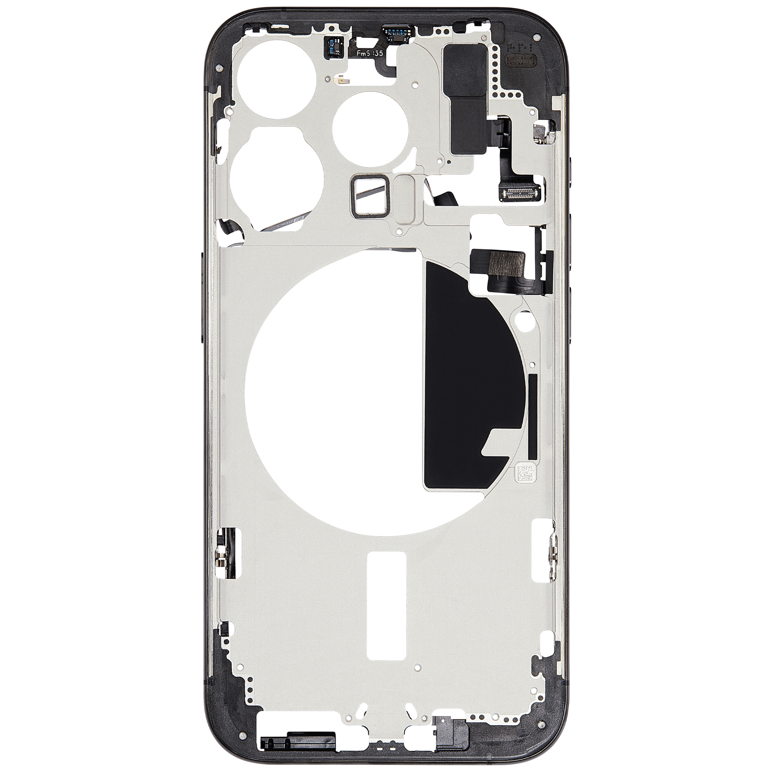 Mittelrahmen mit Kleinteilen für iPhone 15 Pro (EU / globale Version) (ausgebautes Originalteil: Grade B) (Black Titanium) – Bild 3