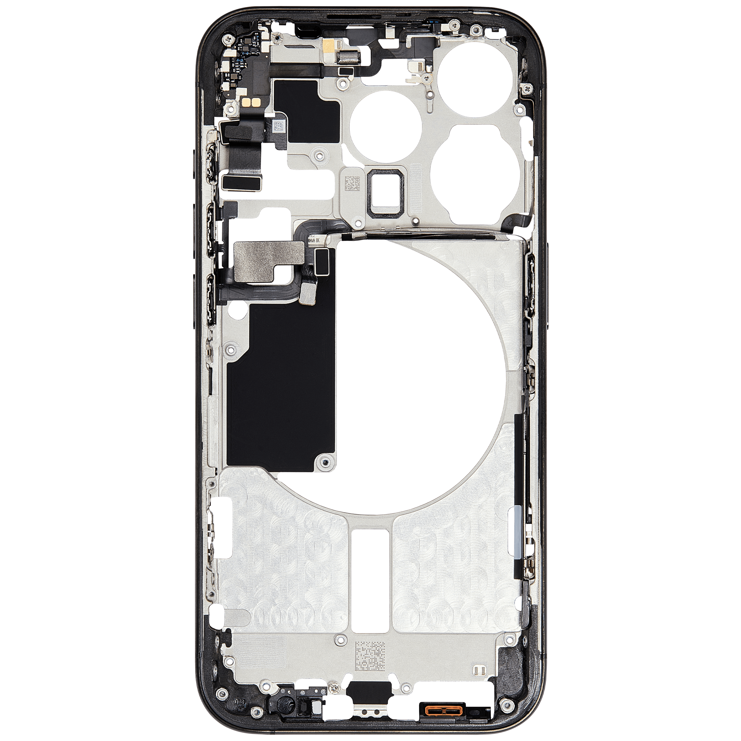 Mittelrahmen mit Kleinteilen für iPhone 15 Pro (EU / globale Version) (ausgebautes Originalteil: Grade B) (Black Titanium) – Bild 4