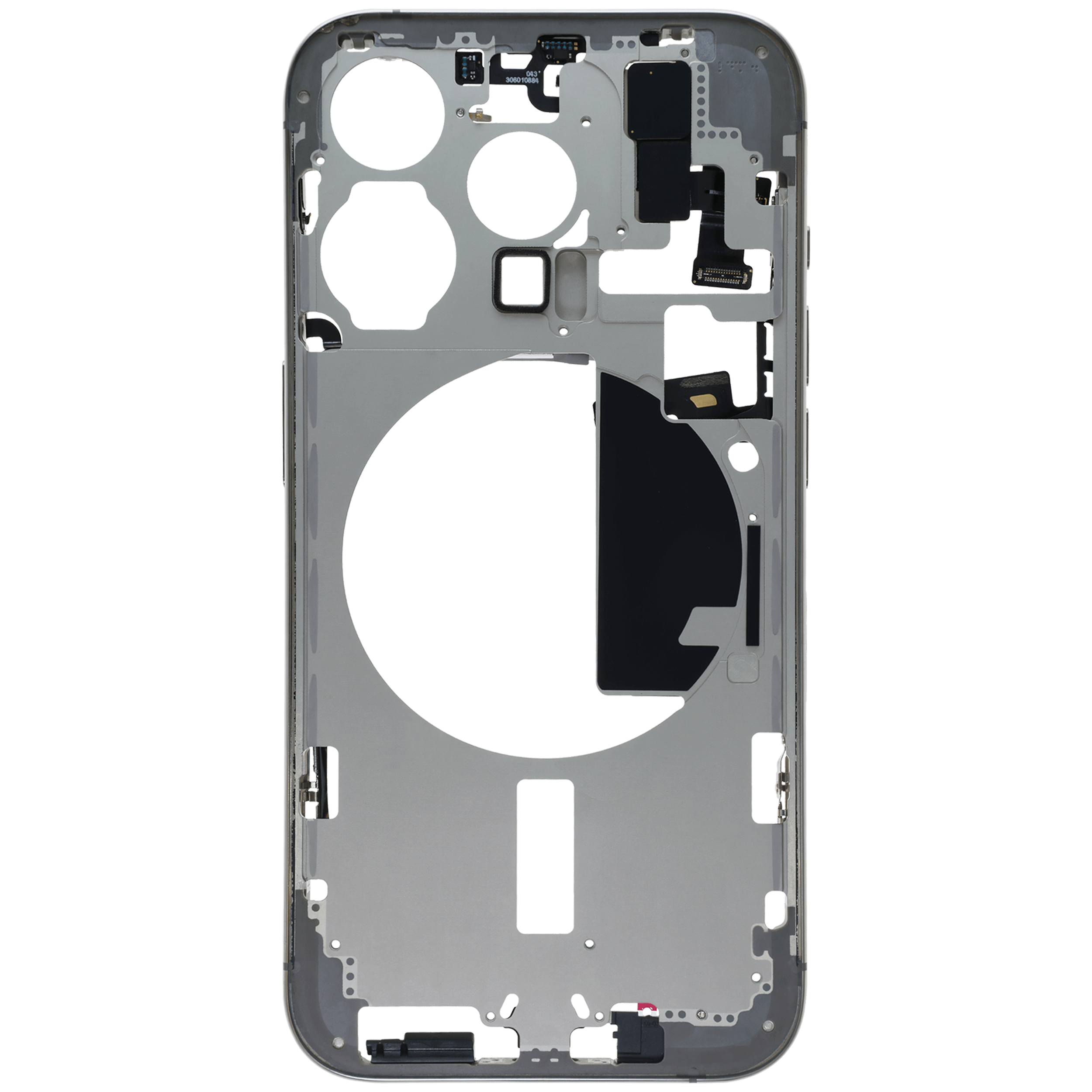 Mittelrahmen mit Kleinteilen für iPhone 15 Pro (EU / globale Version) (ausgebautes Originalteil: Grade B) (White Titanium) – Bild 3