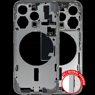 Mittelrahmen mit Kleinteilen für iPhone 15 Pro (EU / globale Version) (ausgebautes Originalteil: Grade B) (White Titanium)