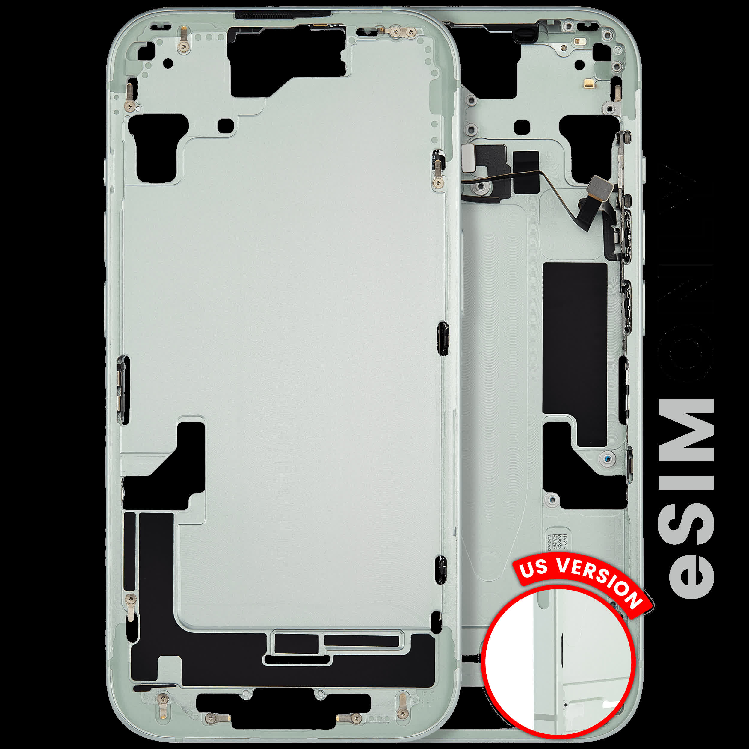 Mittelrahmen mit Kleinteilen für iPhone 15 (US-Version) (ausgebautes Originalteil: Grade B) (Green (Grün))
