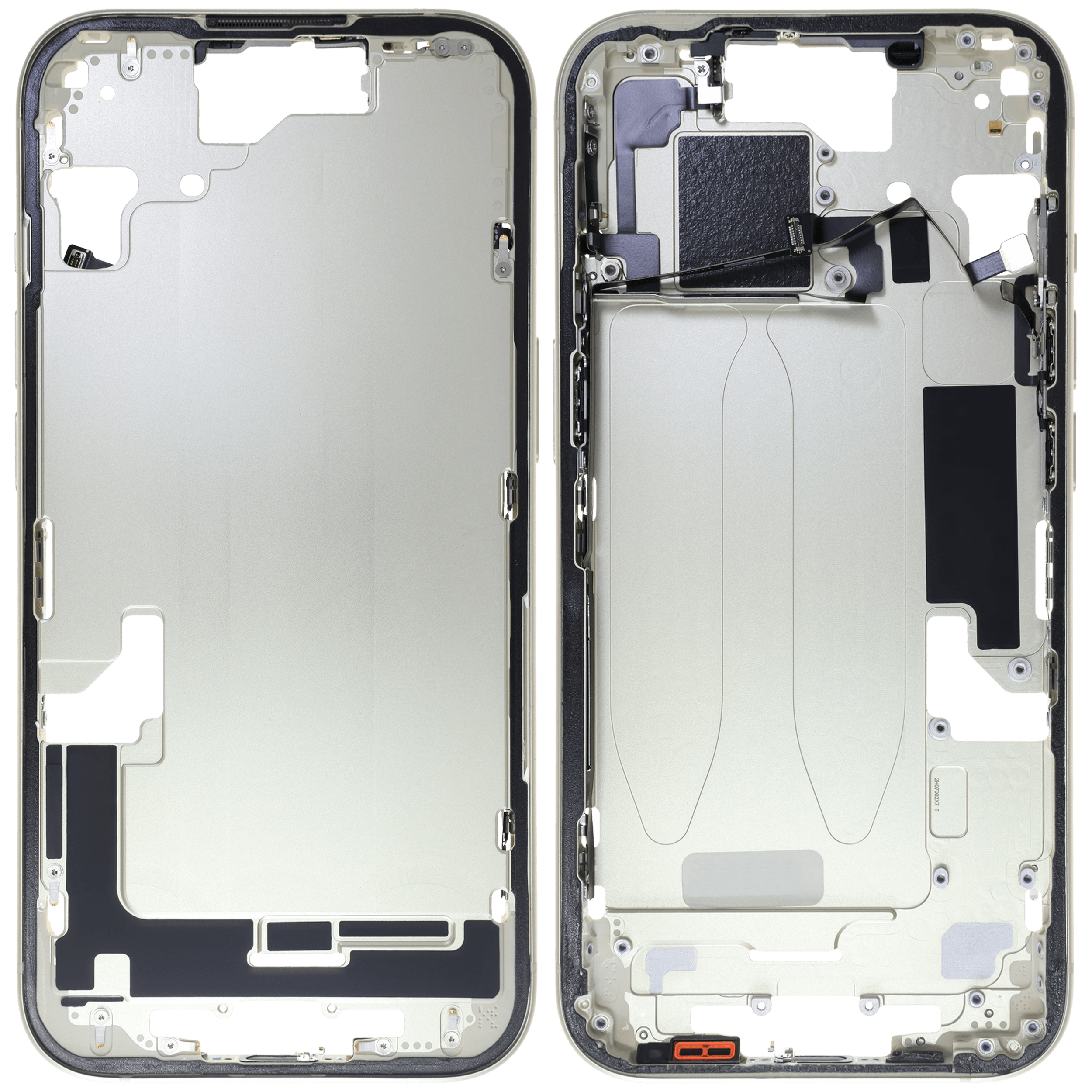 Mittelrahmen mit Kleinteilen für iPhone 15 (US-Version) (ausgebautes Originalteil: Grade B) (Yellow) – Bild 2