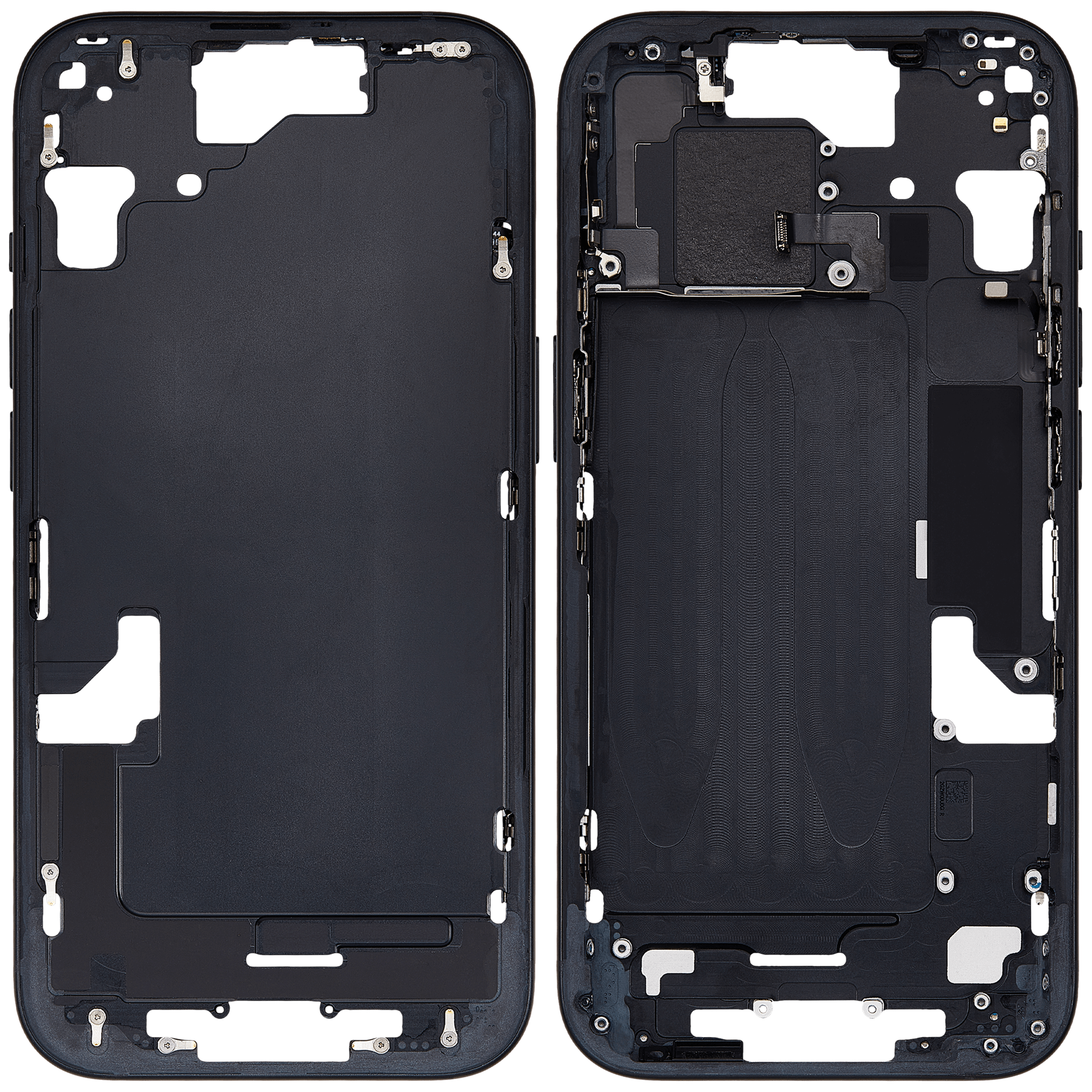 Mittelrahmen mit Kleinteilen für iPhone 15 (EU / globale Version) (ausgebautes Originalteil: Grade B) (Black (Schwarz)) – Bild 2