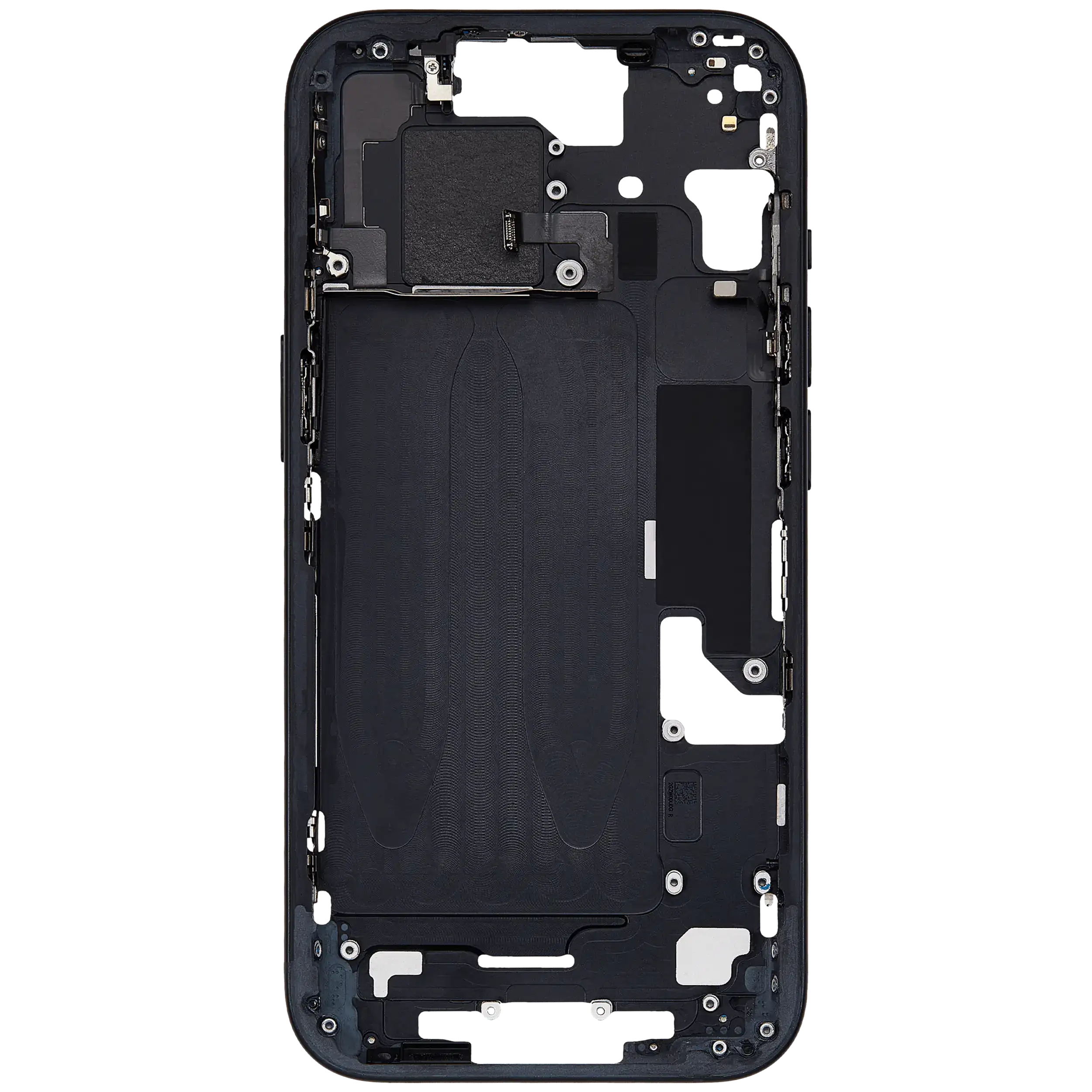 Mittelrahmen mit Kleinteilen für iPhone 15 (EU / globale Version) (ausgebautes Originalteil: Grade B) (Black (Schwarz)) – Bild 4