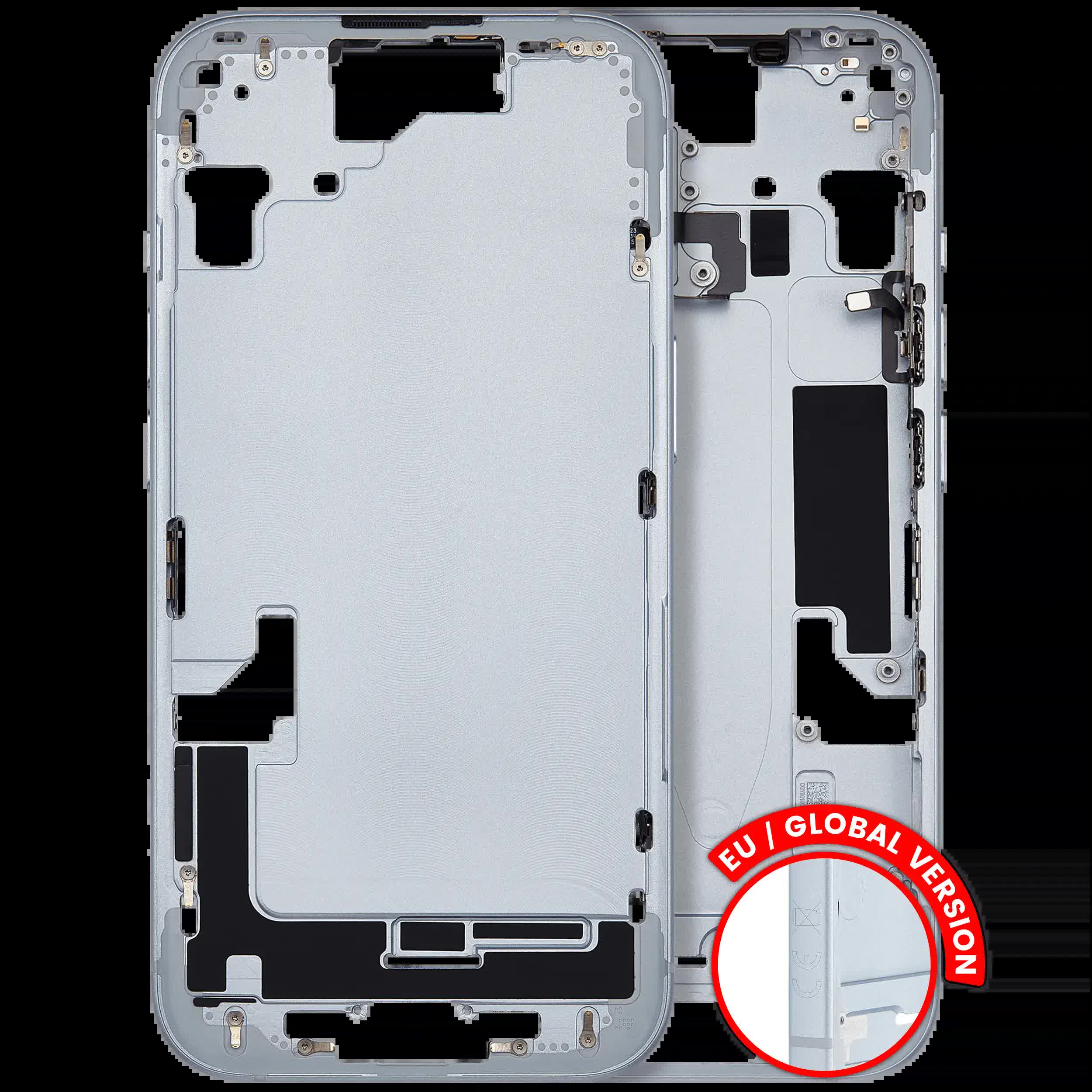 Mittelrahmen mit Kleinteilen für iPhone 15 (EU / globale Version) (ausgebautes Originalteil: Grade C) (Blue (Blau))