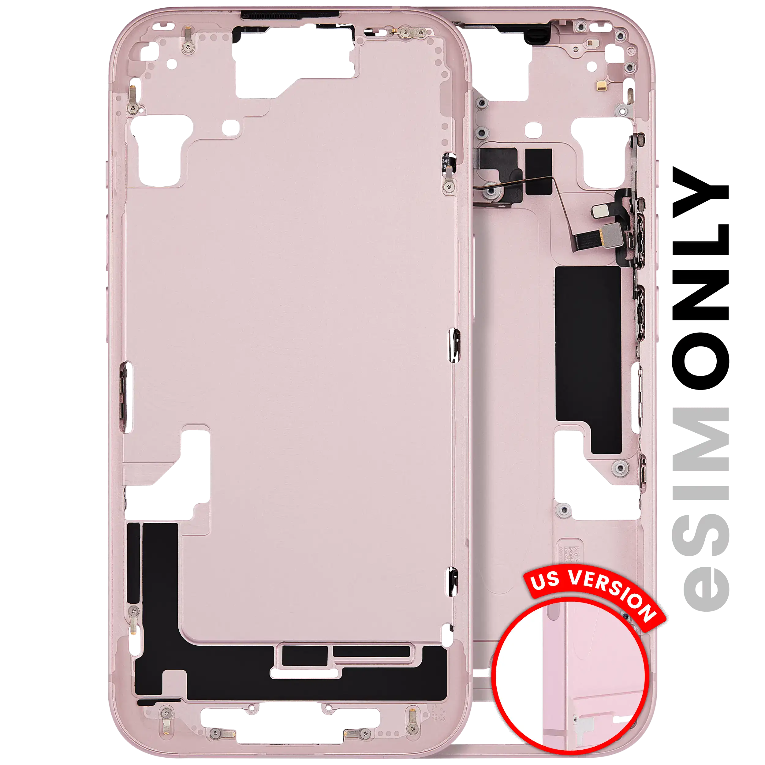 Mittelrahmen mit Kleinteilen für iPhone 15 (EU / globale Version) (ausgebautes Originalteil: Grade C) (Pink (Rosa)) – Bild 3