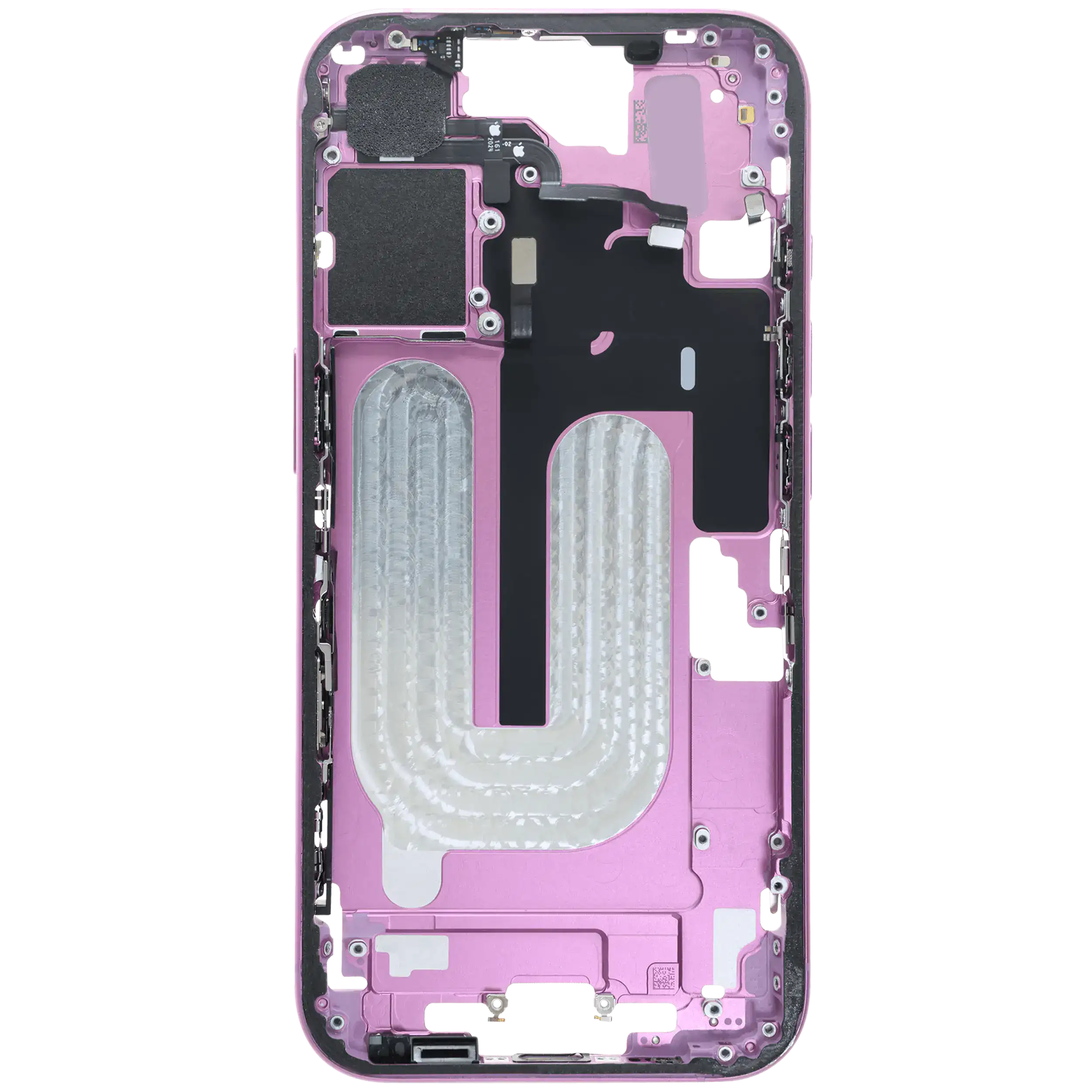 Mittelrahmen mit Kleinteilen für iPhone 16 (US-Version) (ausgebautes Originalteil: Grade B) (Pink (Rosa)) – Bild 4