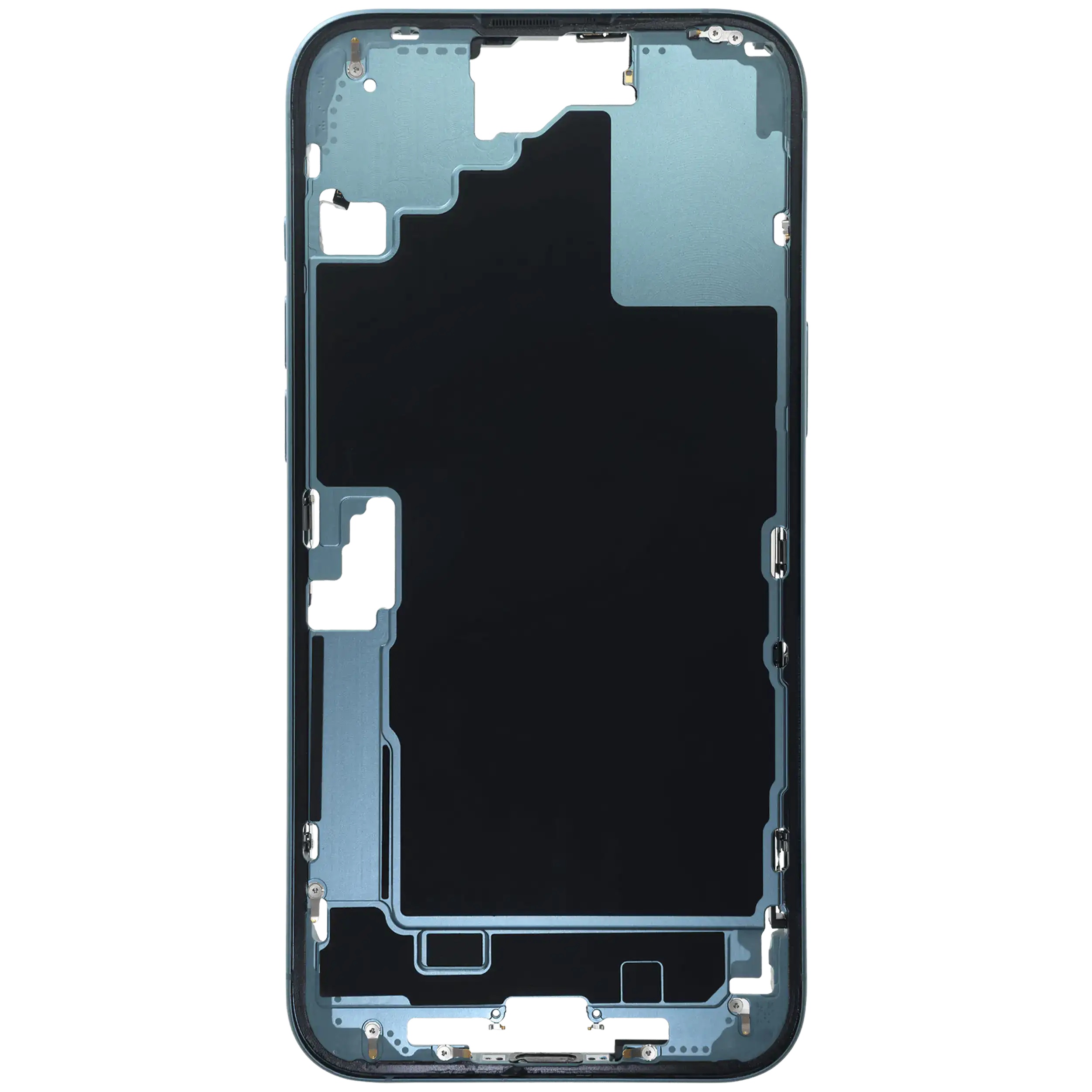 Mittelrahmen mit Kleinteilen für iPhone 16 Plus (US-Version) (ausgebautes Originalteil: Grade B) (Teal) – Bild 3