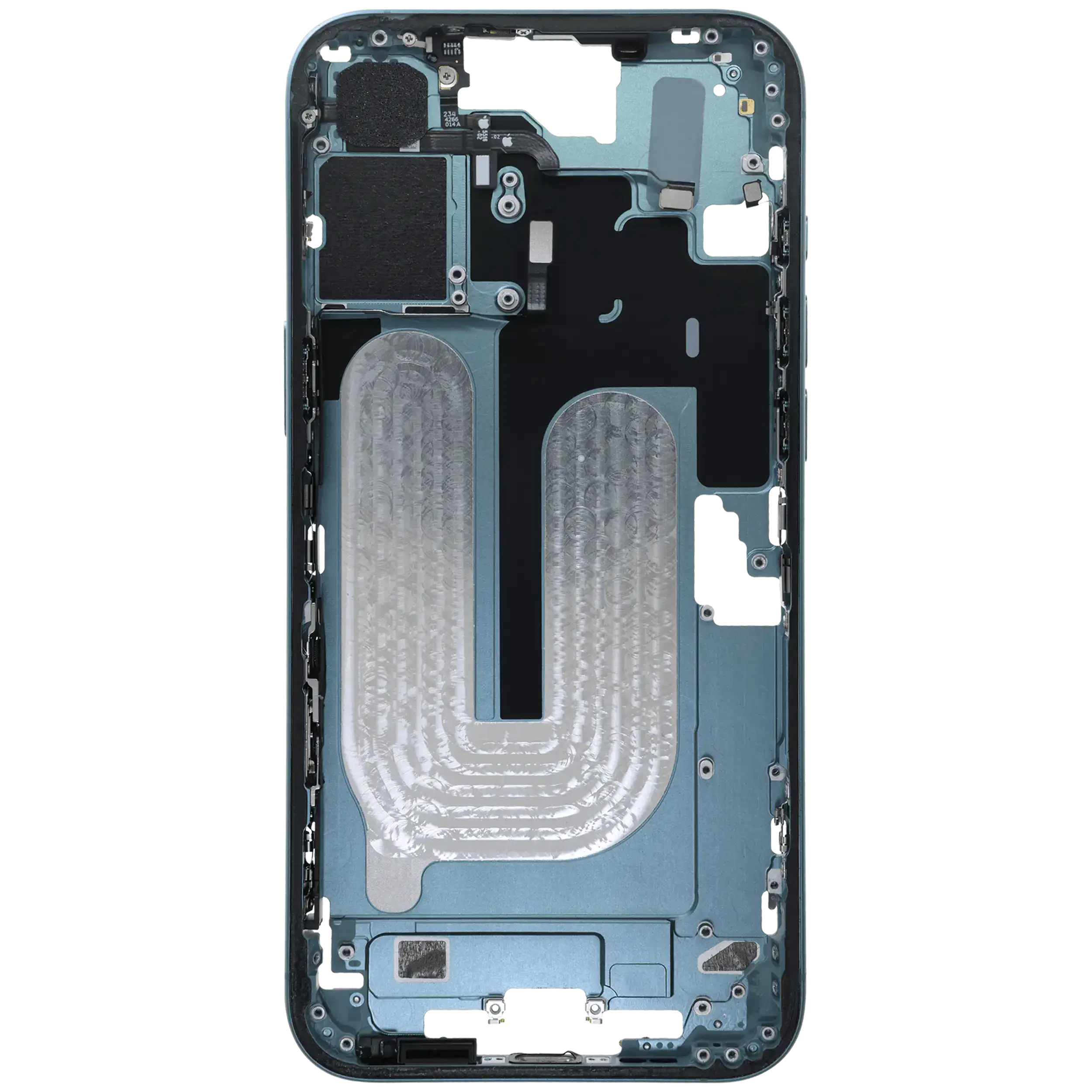 Mittelrahmen mit Kleinteilen für iPhone 16 Plus (US-Version) (ausgebautes Originalteil: Grade B) (Teal) – Bild 4