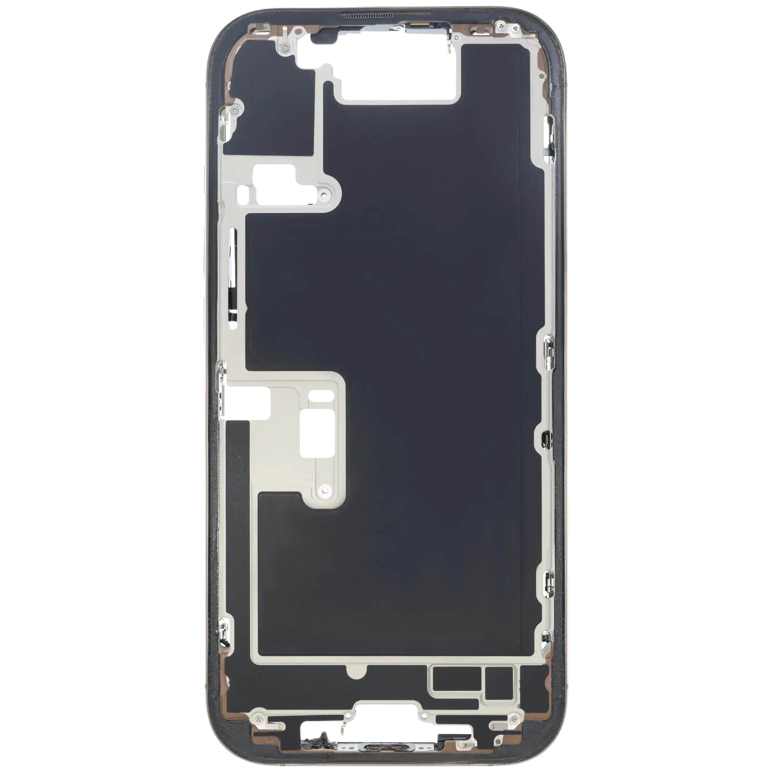 Mittelrahmen mit Kleinteilen für iPhone 16 Pro (US-Version) (ausgebautes Originalteil: Grade B) (Desert Titanium) – Bild 3