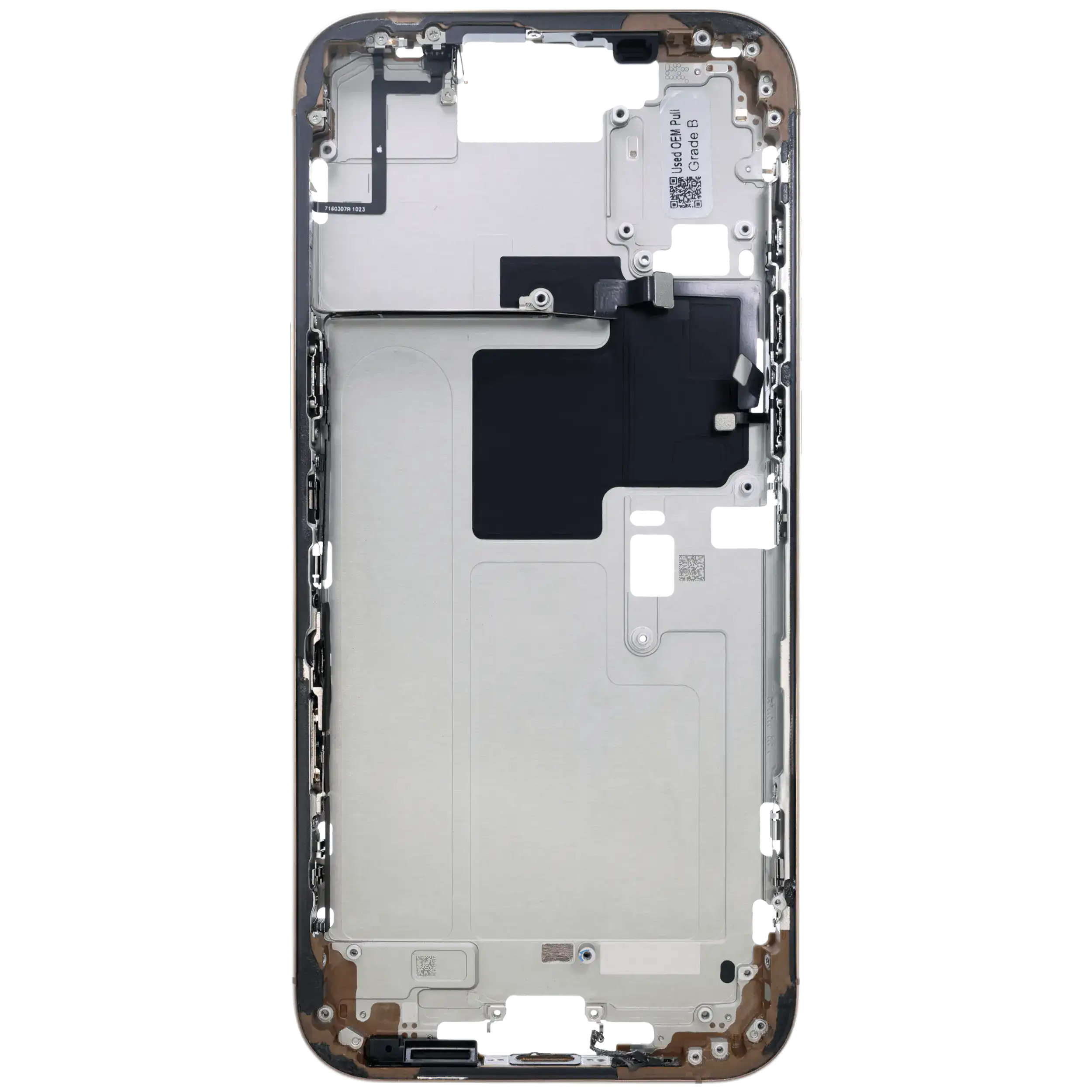 Mittelrahmen mit Kleinteilen für iPhone 16 Pro Max (US-Version) (ausgebautes Originalteil: Grade B) (Desert Titanium) – Bild 4