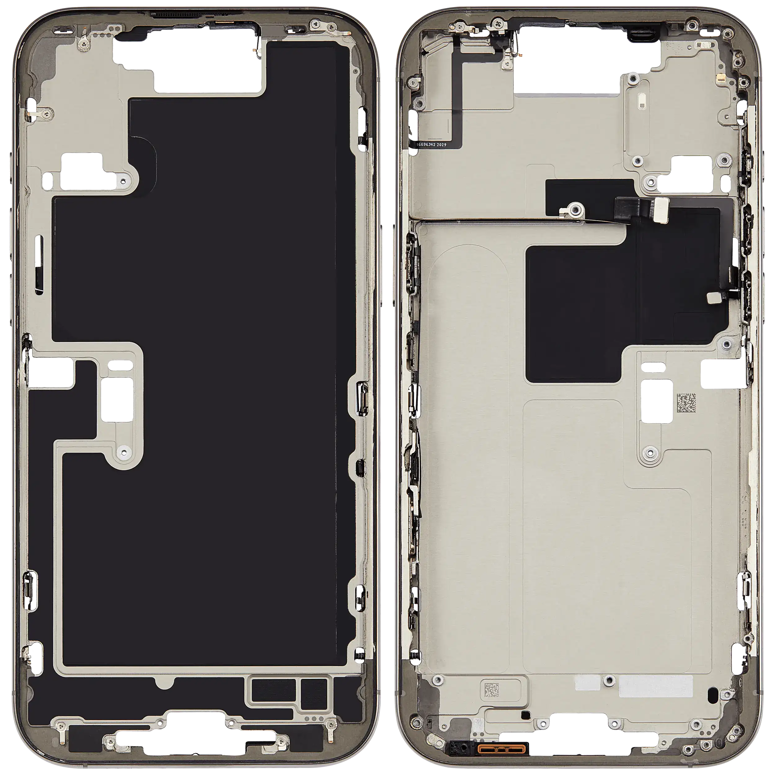 Mittelrahmen mit Kleinteilen für iPhone 16 Pro Max (US-Version) (ausgebautes Originalteil: Grade B) (Natural Titanium) – Bild 2