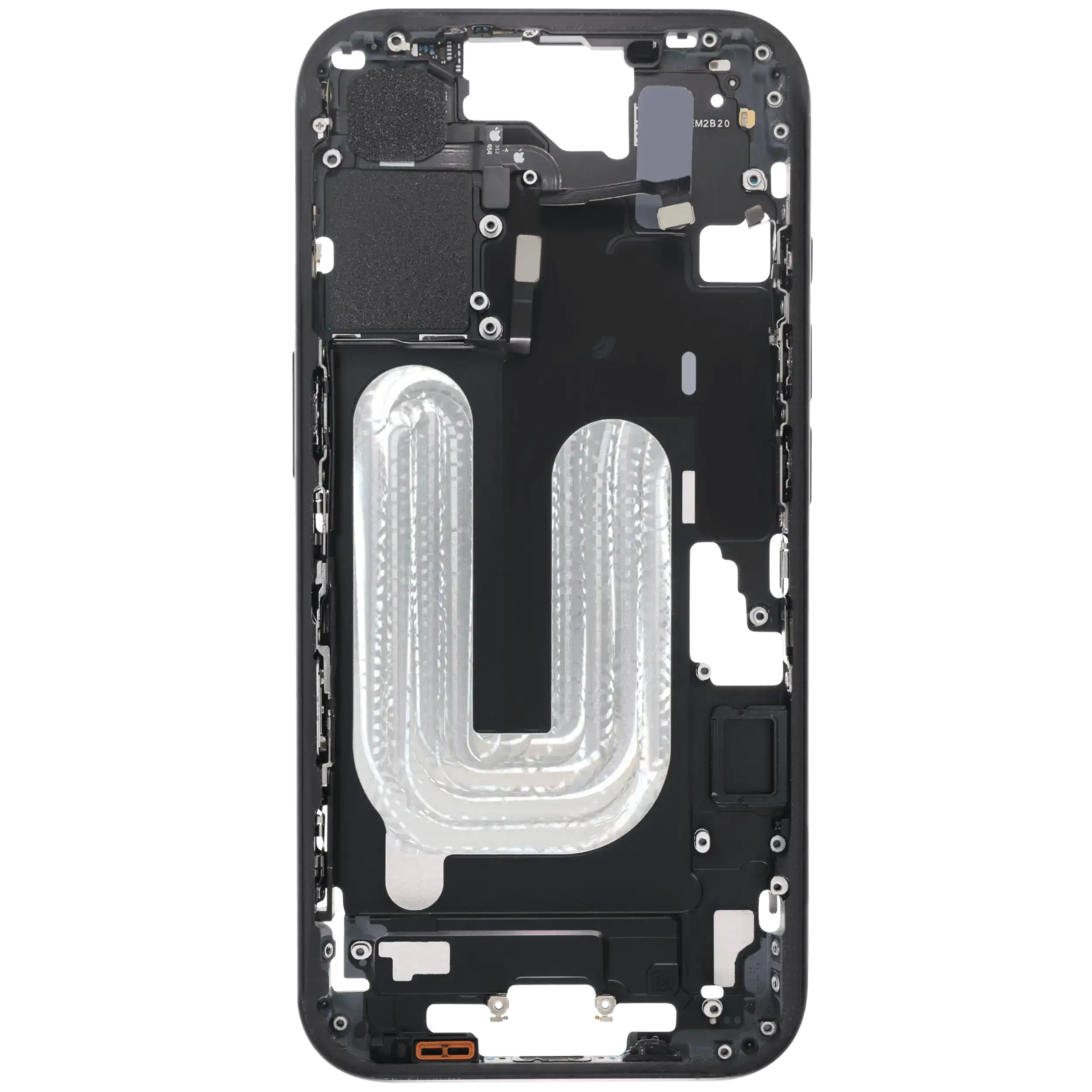 Mittelrahmen mit Kleinteilen für iPhone 16 (EU / globale Version) (ausgebautes Originalteil: Grade B) (Black (Schwarz)) – Bild 4