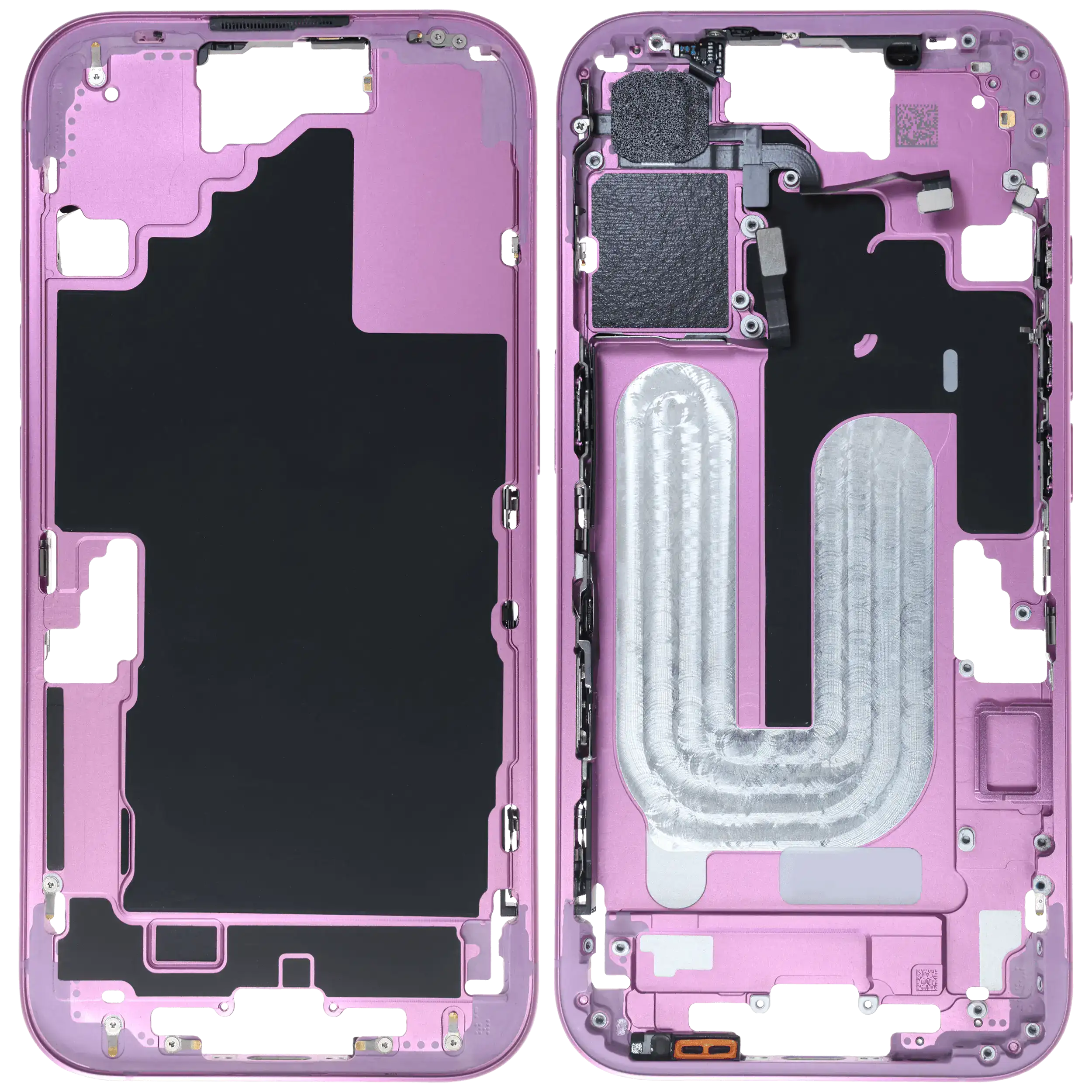 Mittelrahmen mit Kleinteilen für iPhone 16 (EU / globale Version) (ausgebautes Originalteil: Grade B) (Pink (Rosa)) – Bild 2