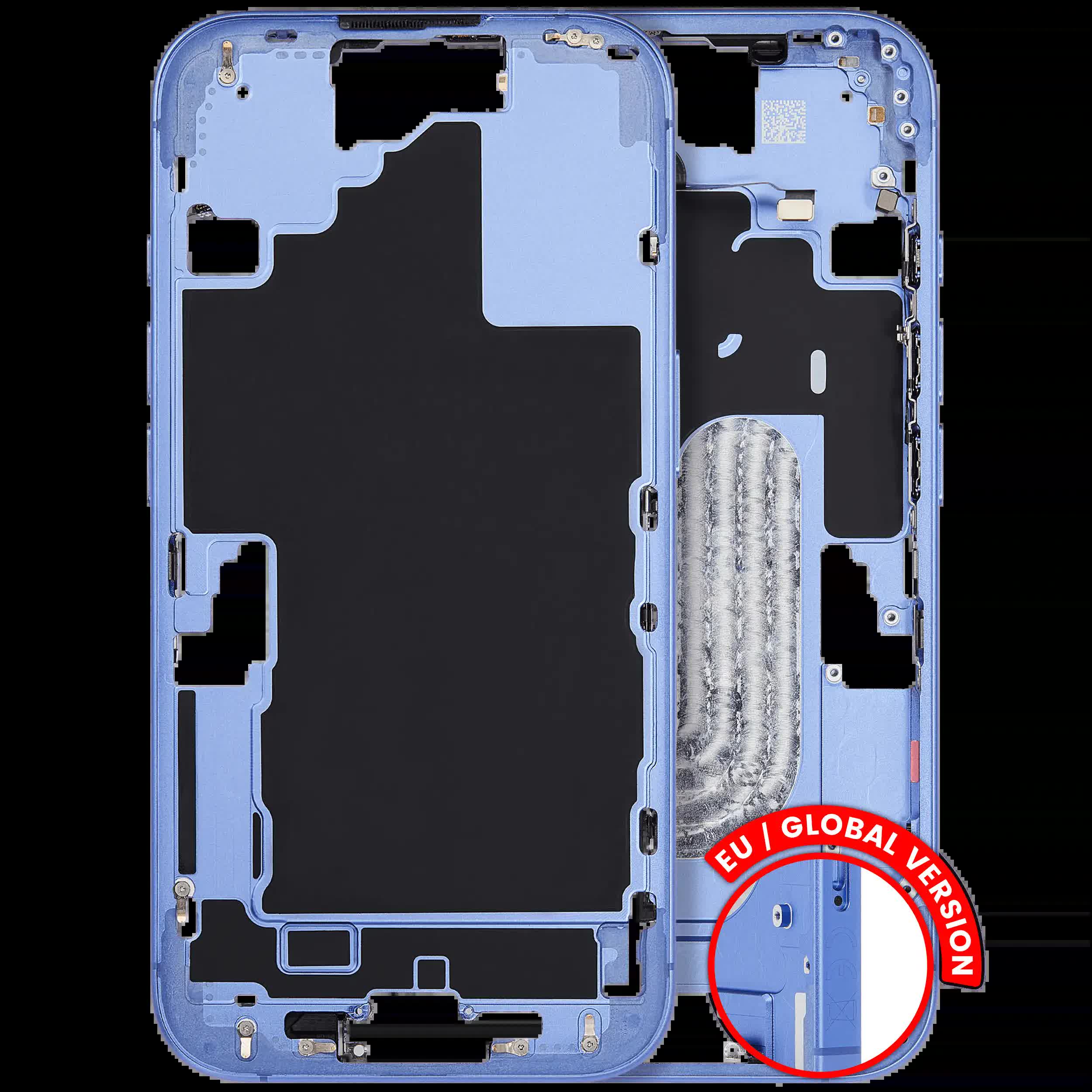 Mittelrahmen mit Kleinteilen für iPhone 16 (EU / globale Version) (ausgebautes Originalteil: Grade B) (Ultramarine)