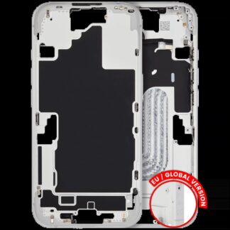Mittelrahmen mit Kleinteilen für iPhone 16 (EU / globale Version) (ausgebautes Originalteil: Grade B) (White (Weiß))