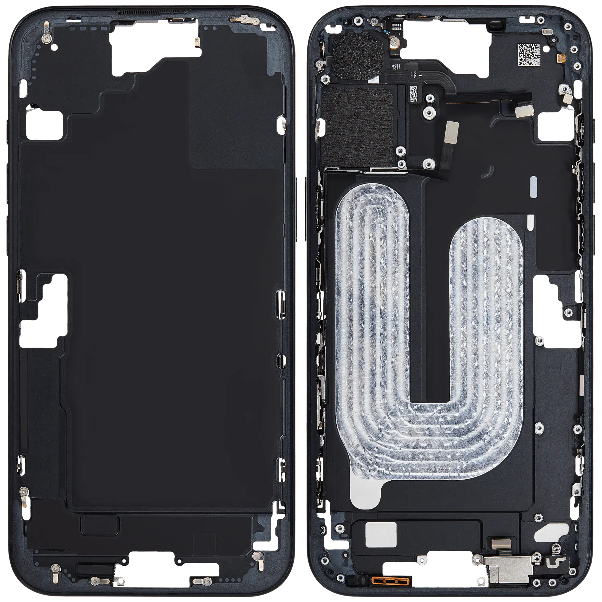 Mittelrahmen mit Kleinteilen für iPhone 16 Plus (EU / globale Version) (ausgebautes Originalteil: Grade B) (Black (Schwarz)) – Bild 2