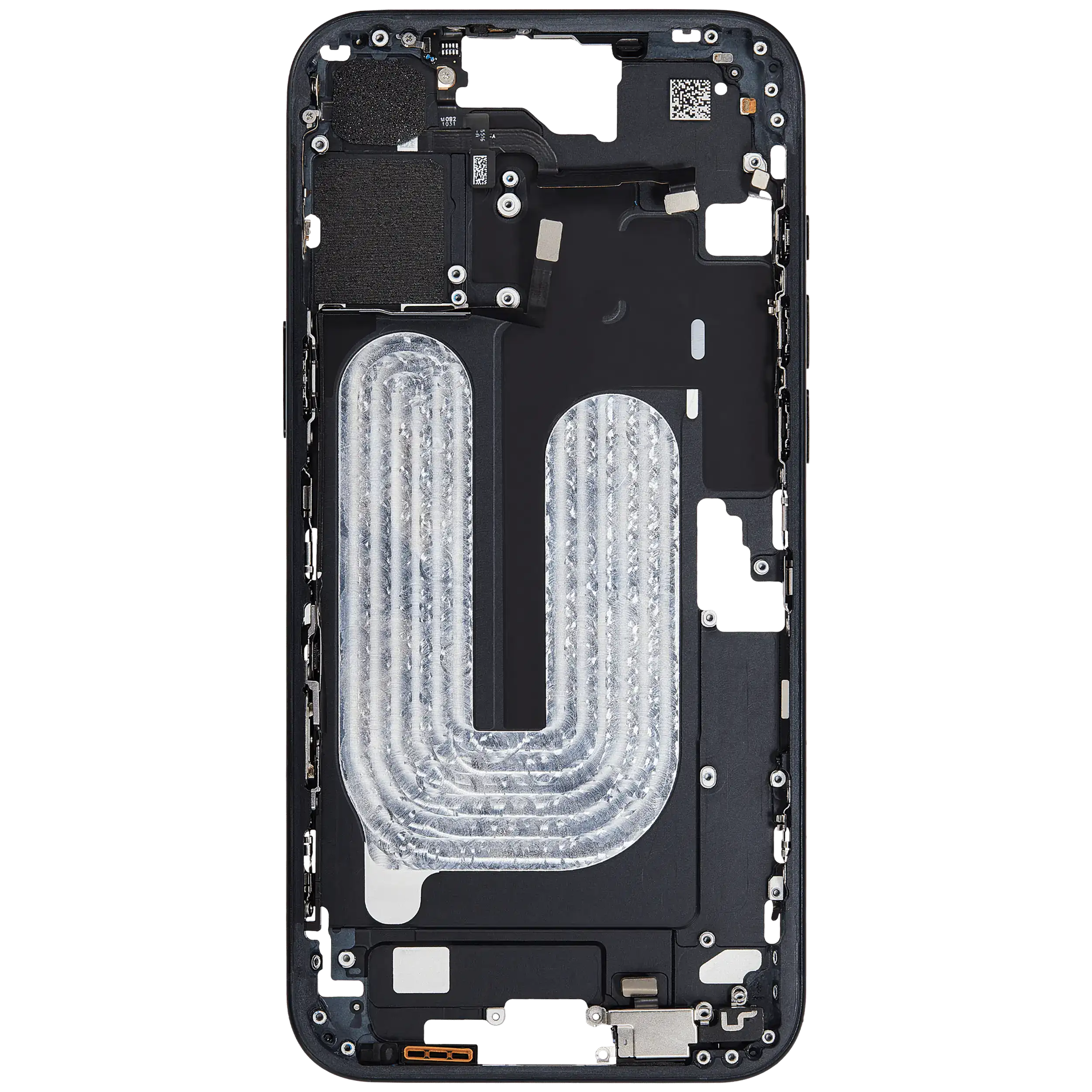 Mittelrahmen mit Kleinteilen für iPhone 16 Plus (EU / globale Version) (ausgebautes Originalteil: Grade B) (Black (Schwarz)) – Bild 4
