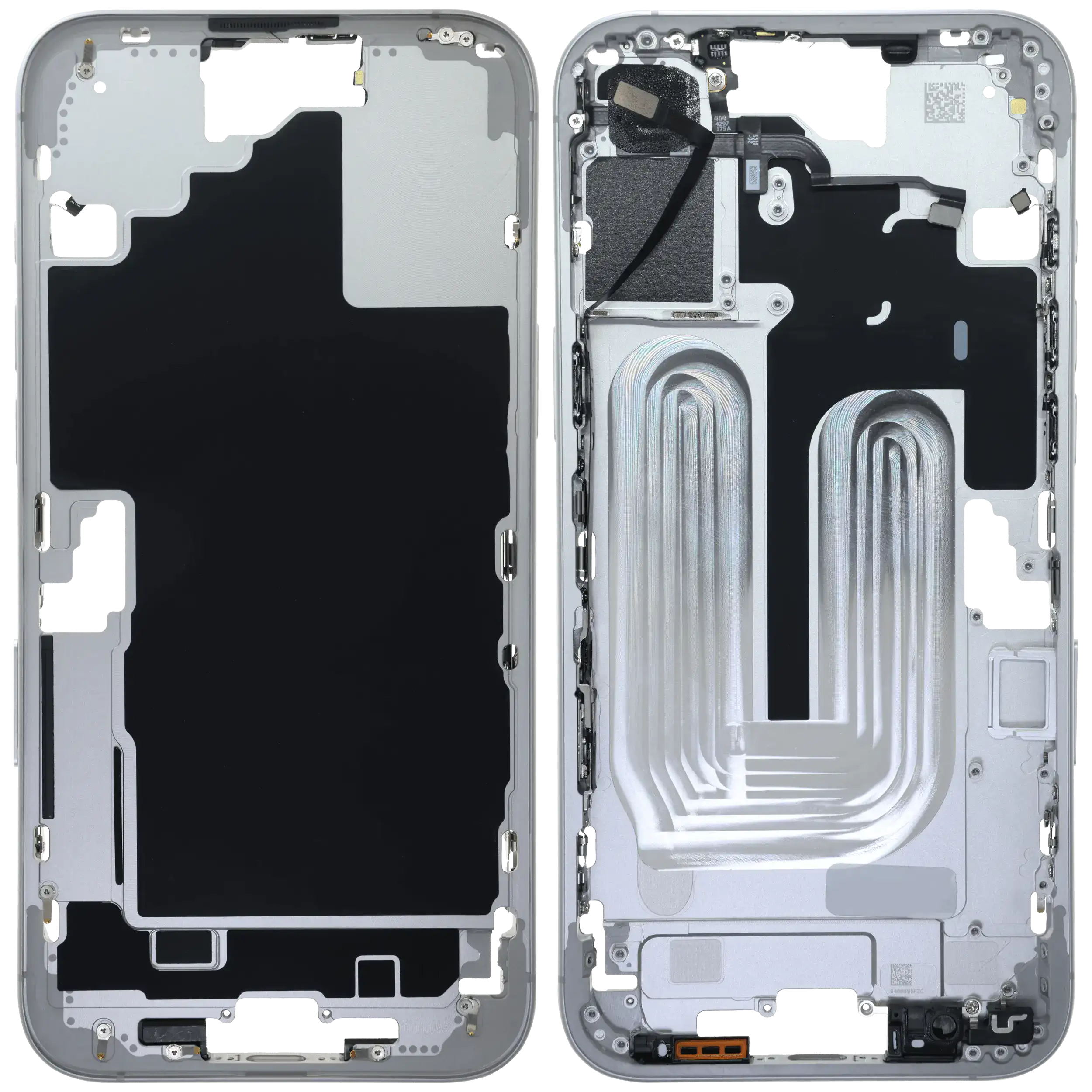Mittelrahmen mit Kleinteilen für iPhone 16 Plus (EU / globale Version) (ausgebautes Originalteil: Grade B) (White (Weiß)) – Bild 2