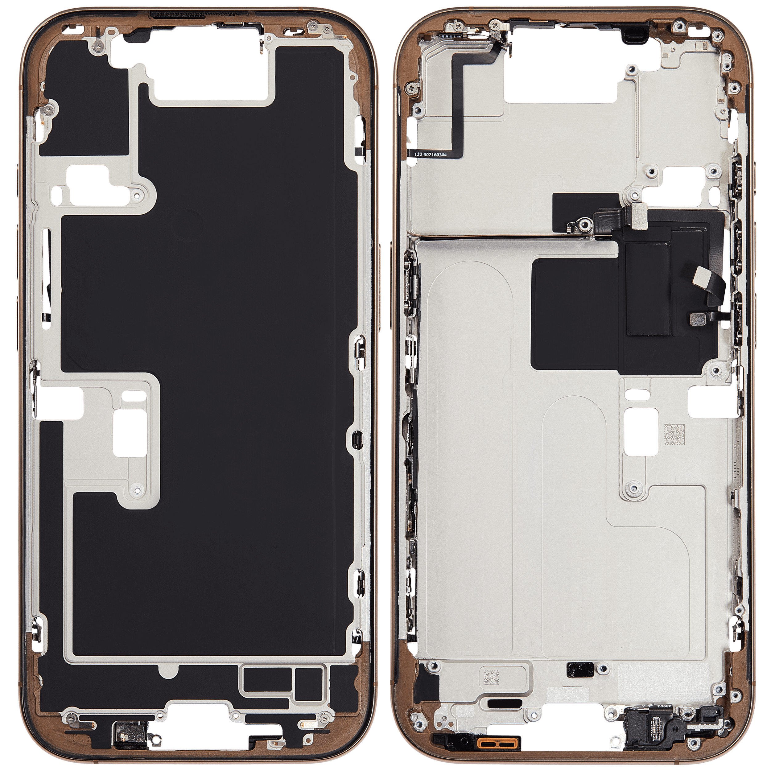 Mittelrahmen mit Kleinteilen für iPhone 16 Pro (EU / globale Version) (ausgebautes Originalteil: Grade B) (Desert Titanium) – Bild 2