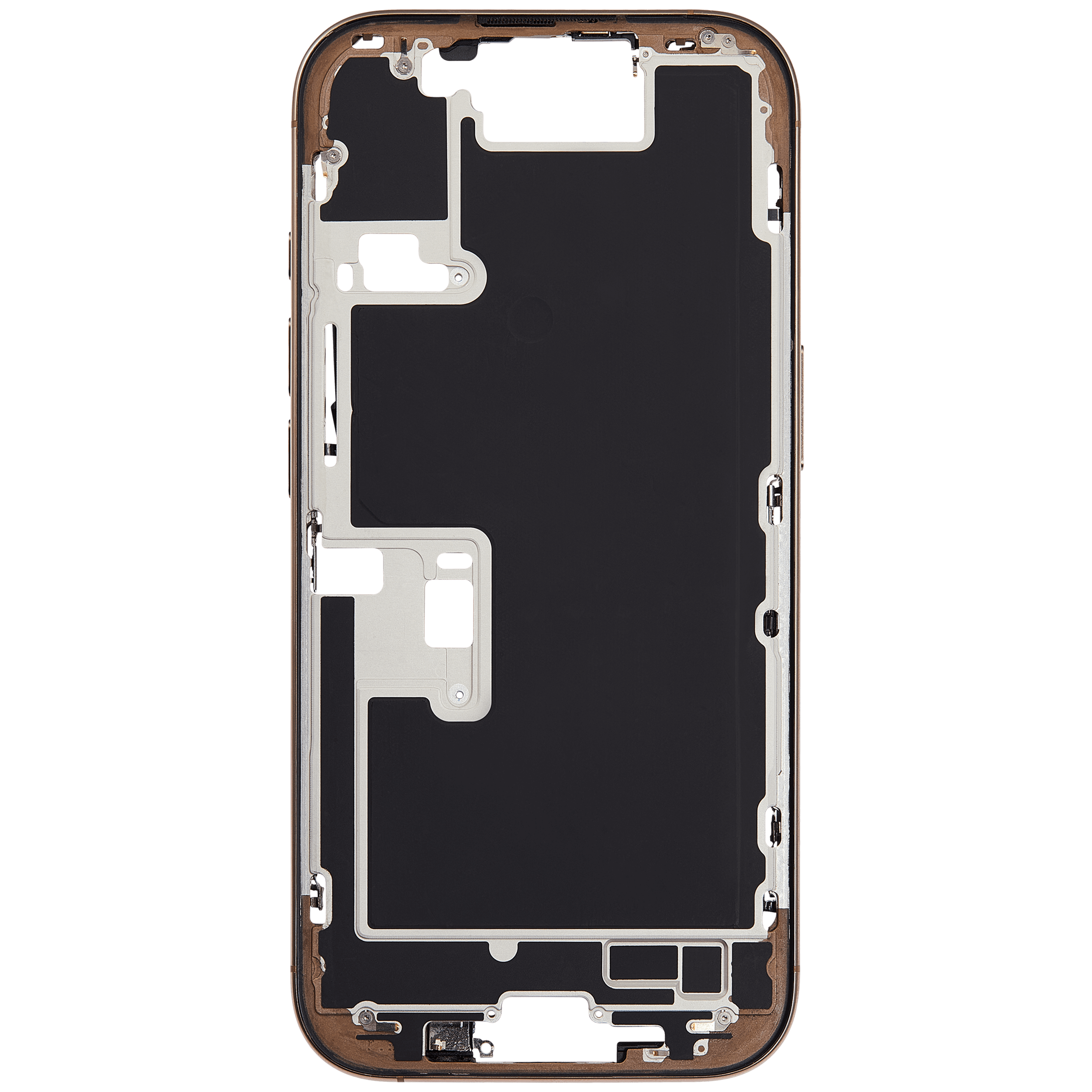 Mittelrahmen mit Kleinteilen für iPhone 16 Pro (EU / globale Version) (ausgebautes Originalteil: Grade B) (Desert Titanium) – Bild 3