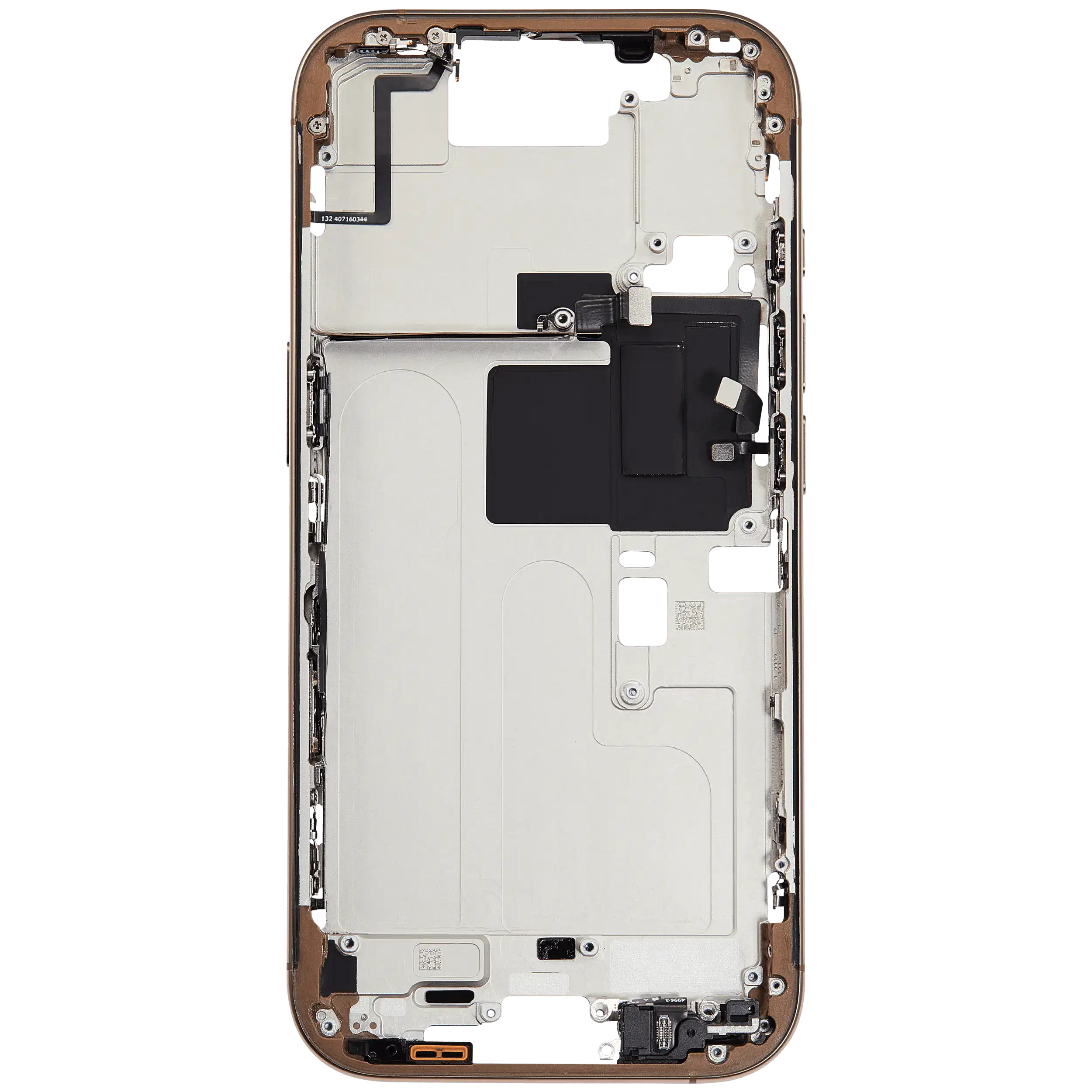 Mittelrahmen mit Kleinteilen für iPhone 16 Pro (EU / globale Version) (ausgebautes Originalteil: Grade B) (Desert Titanium) – Bild 4