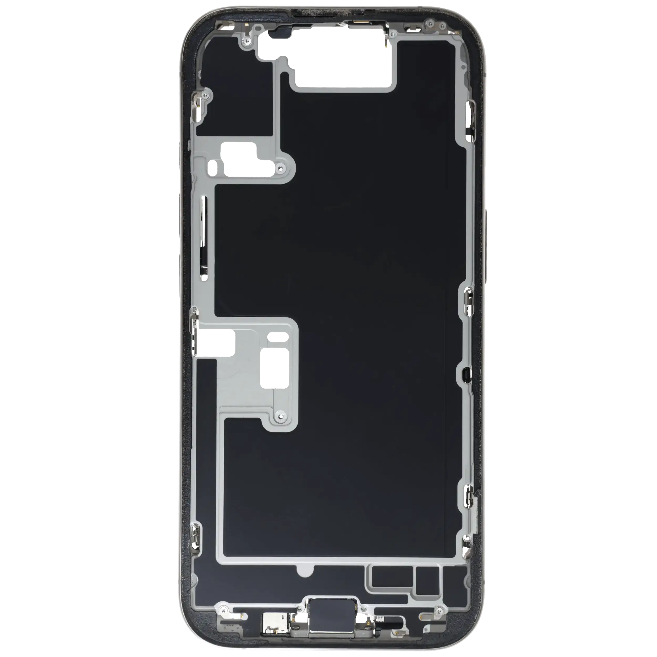 Mittelrahmen mit Kleinteilen für iPhone 16 Pro (EU / globale Version) (ausgebautes Originalteil: Grade B) (Natural Titanium) – Bild 3