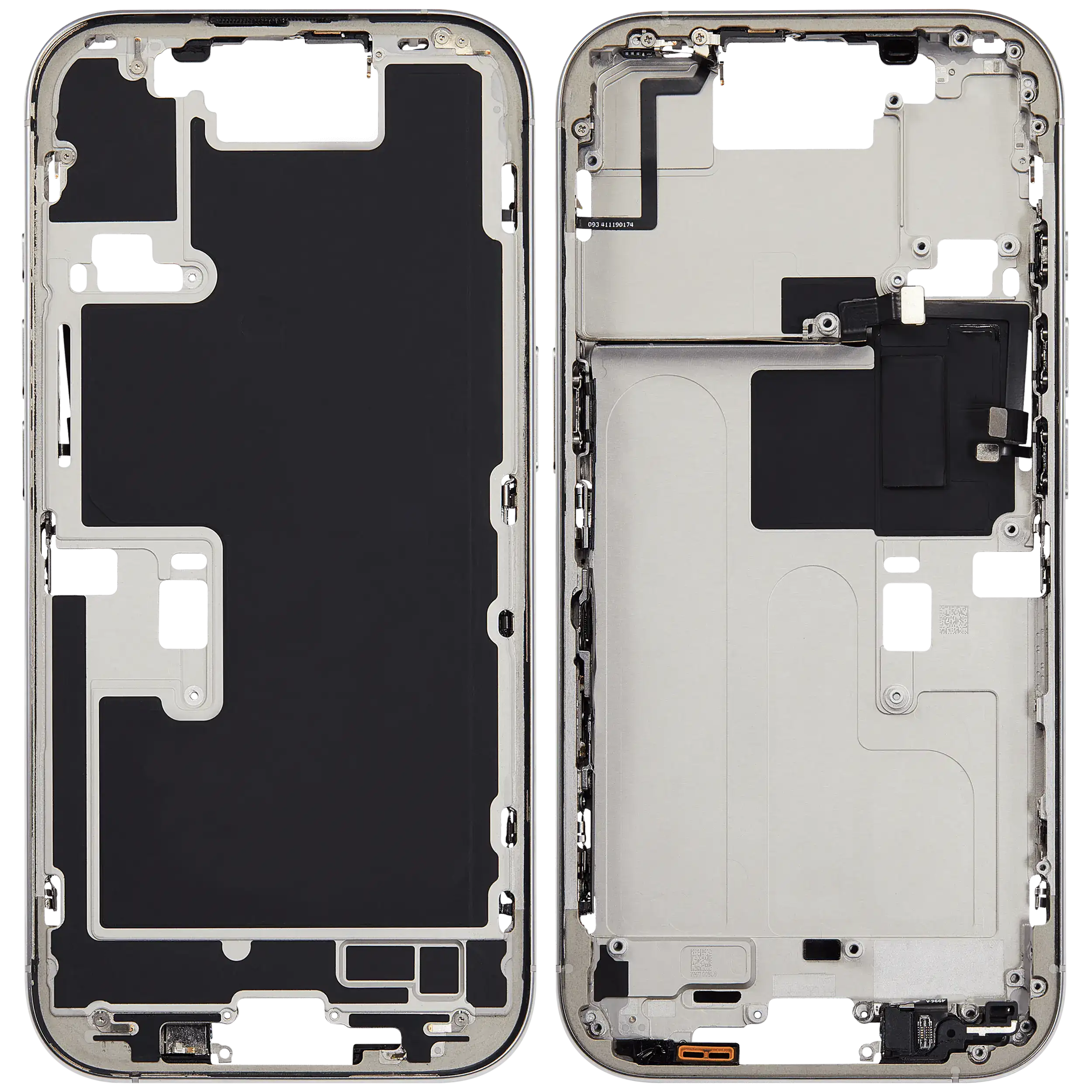 Mittelrahmen mit Kleinteilen für iPhone 16 Pro (EU / globale Version) (ausgebautes Originalteil: Grade B) (White Titanium) – Bild 2