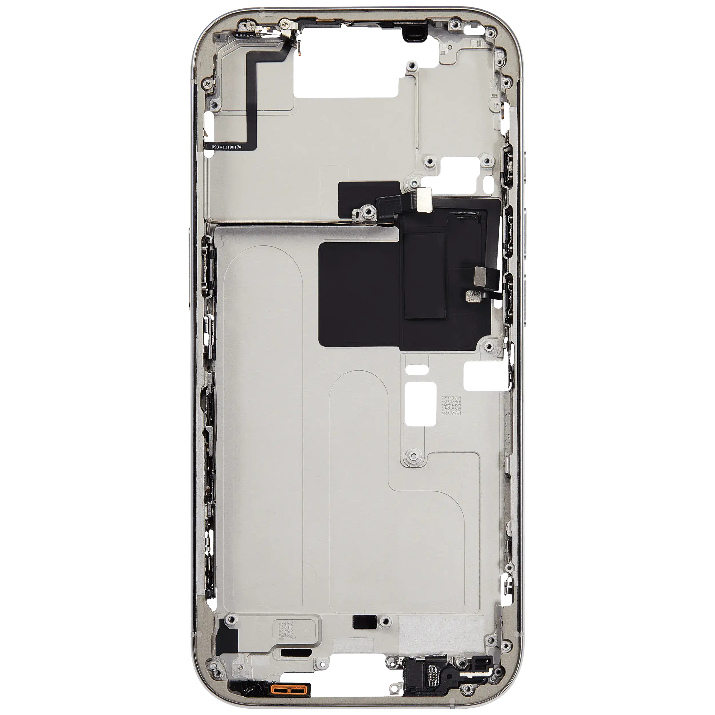 Mittelrahmen mit Kleinteilen für iPhone 16 Pro (EU / globale Version) (ausgebautes Originalteil: Grade B) (White Titanium) – Bild 4