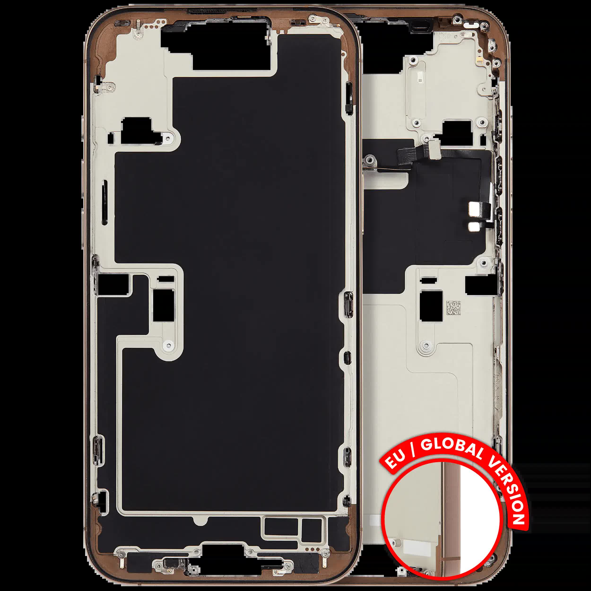 Mittelrahmen mit Kleinteilen für iPhone 16 Pro Max (EU / globale Version) (ausgebautes Originalteil: Grade B) (Desert Titanium)