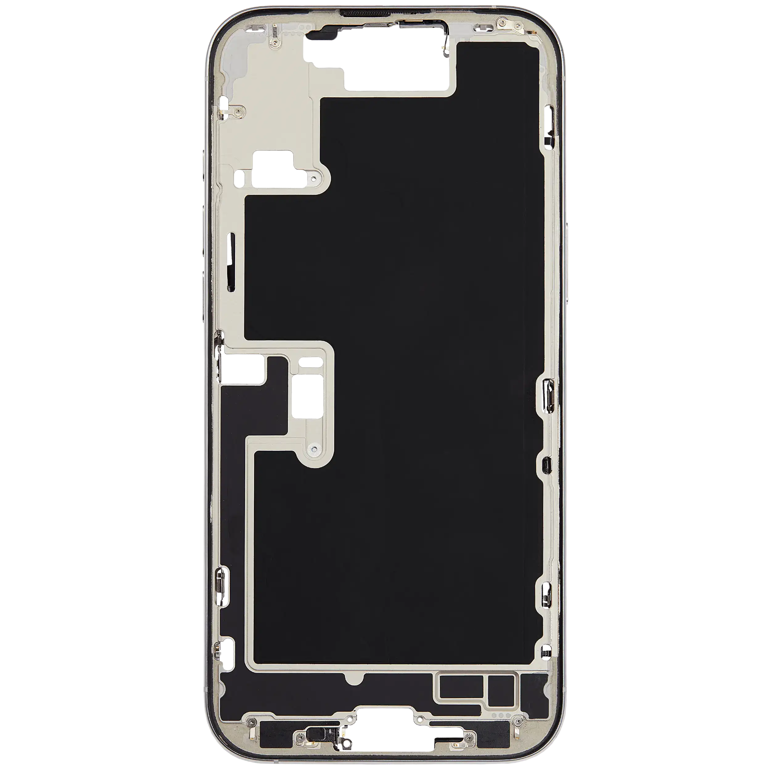 Mittelrahmen mit Kleinteilen für iPhone 16 Pro Max (EU / globale Version) (ausgebautes Originalteil: Grade B) (White Titanium) – Bild 3