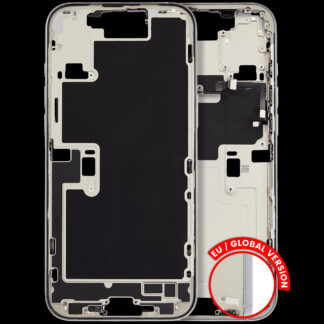 Mittelrahmen mit Kleinteilen für iPhone 16 Pro Max (EU / globale Version) (ausgebautes Originalteil: Grade B) (White Titanium)