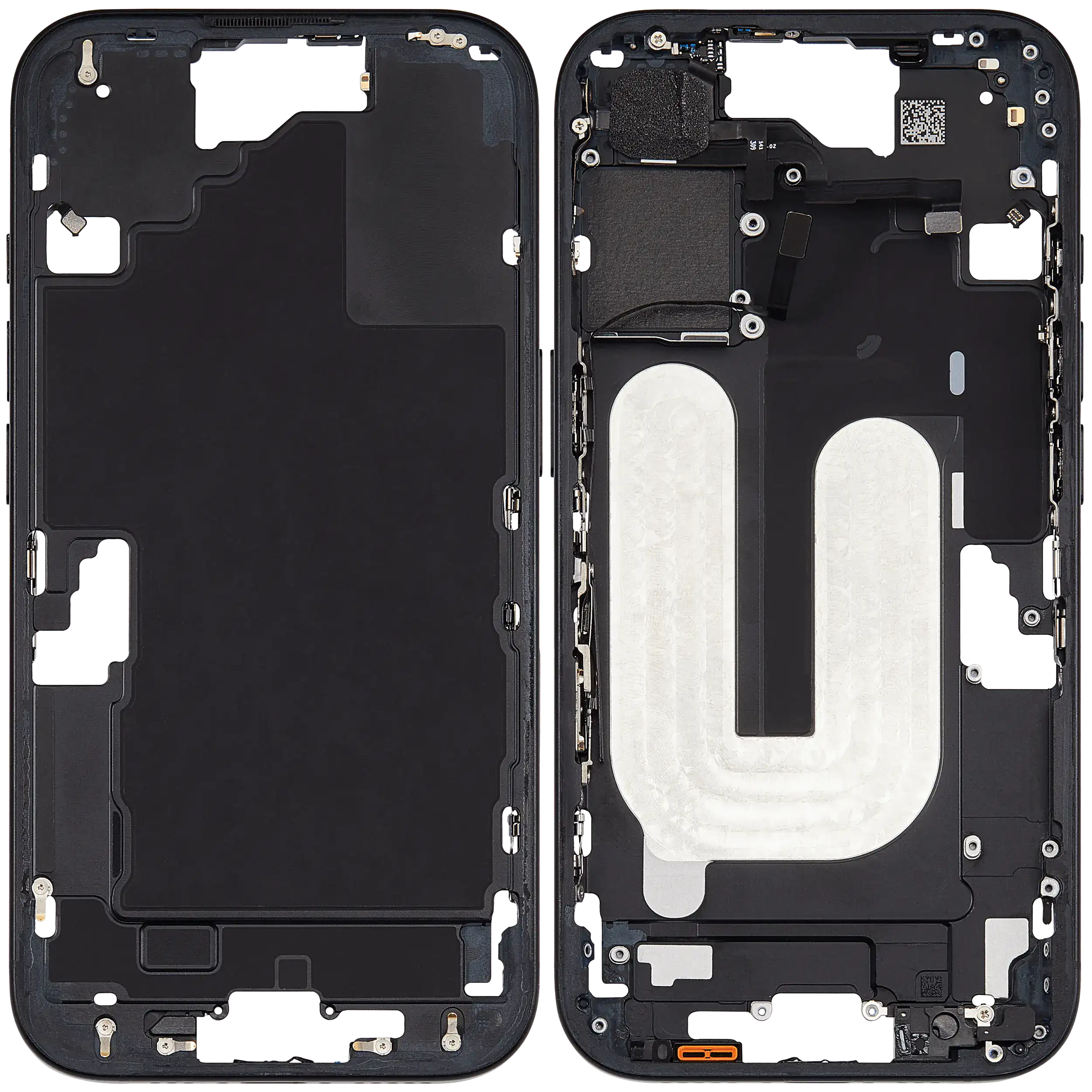 Mittelrahmen mit Kleinteilen für iPhone 16 (US-Version) (ausgebautes Originalteil: Grade C) (Black (Schwarz)) – Bild 2