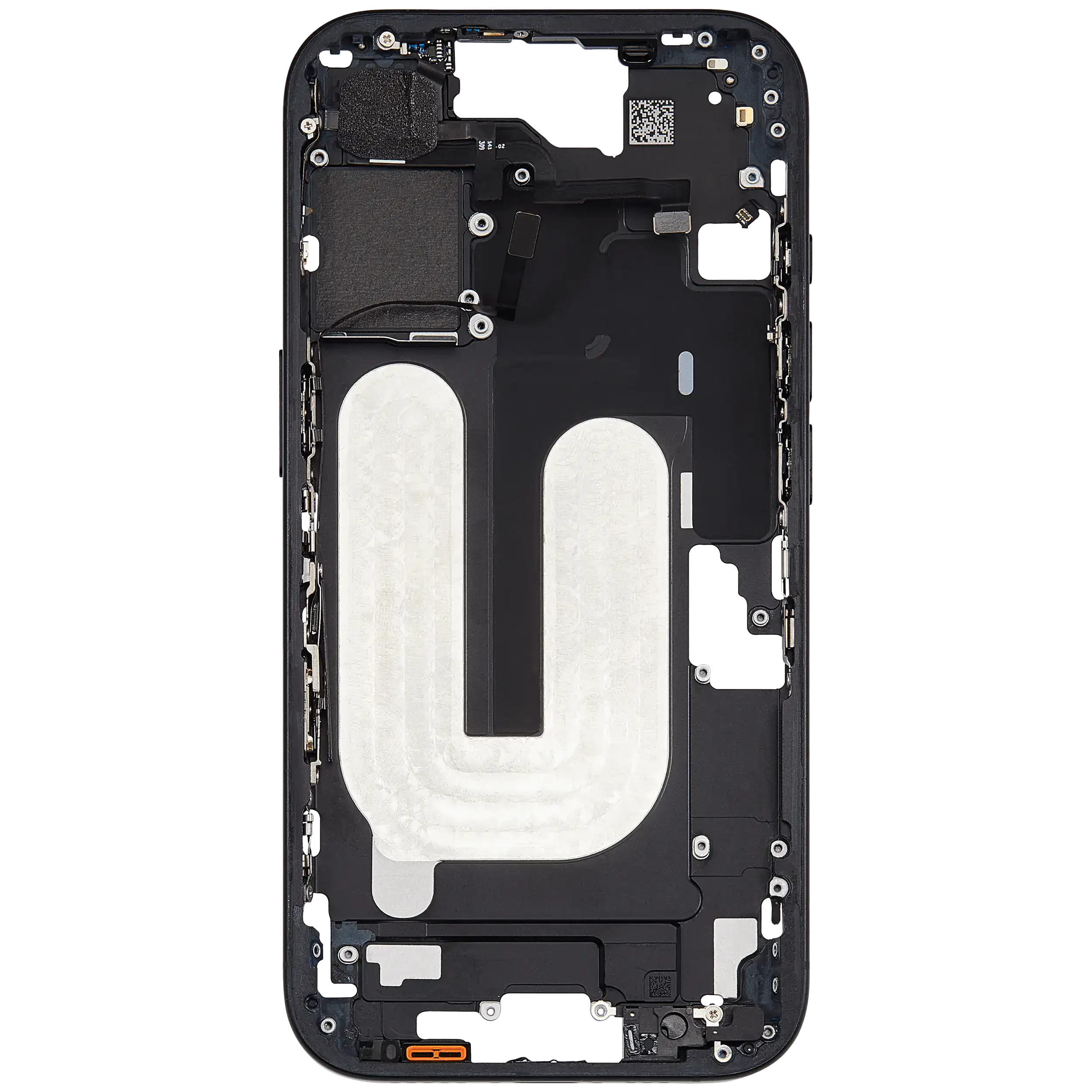 Mittelrahmen mit Kleinteilen für iPhone 16 (US-Version) (ausgebautes Originalteil: Grade C) (Black (Schwarz)) – Bild 4