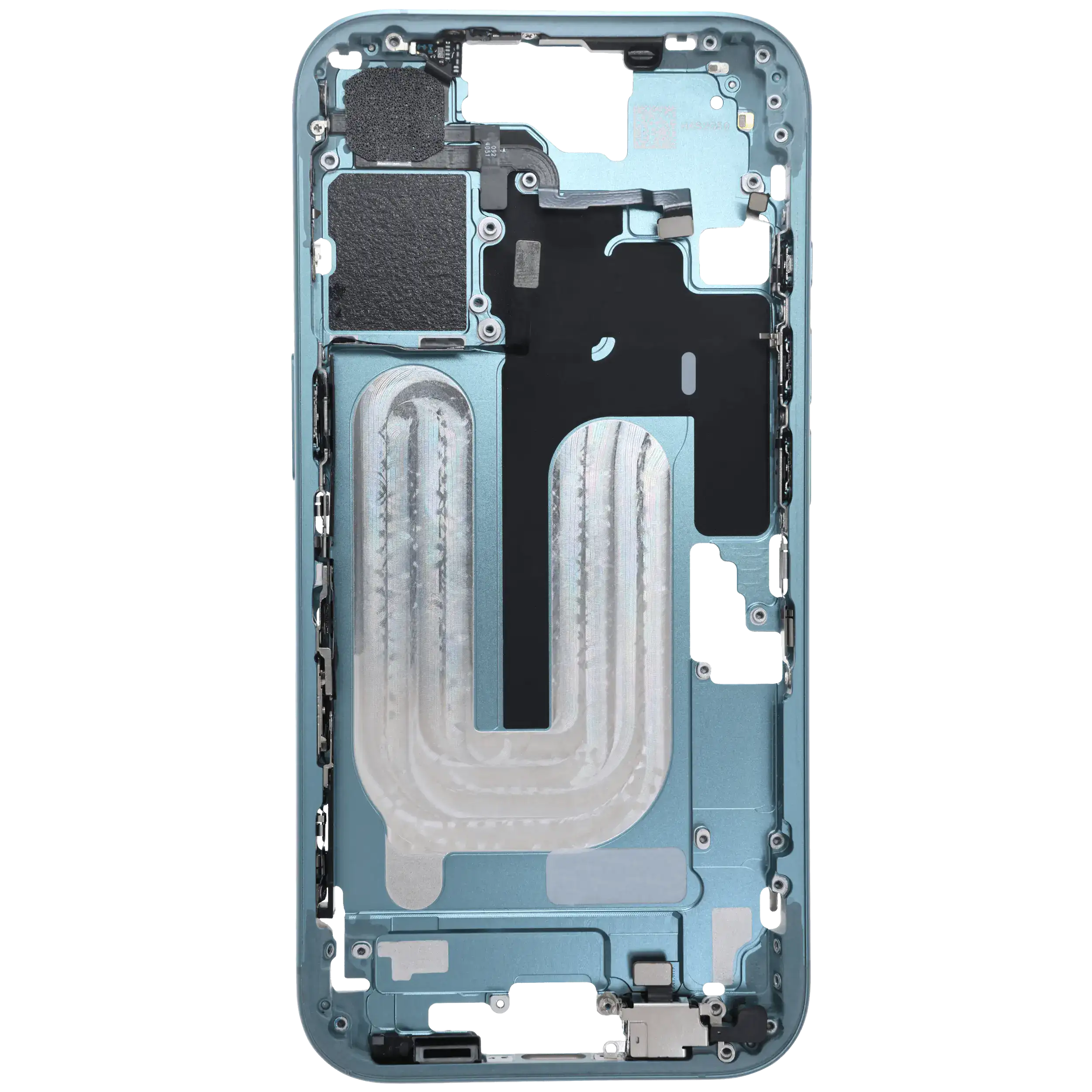 Mittelrahmen mit Kleinteilen für iPhone 16 (US-Version) (ausgebautes Originalteil: Grade C) (Teal) – Bild 4