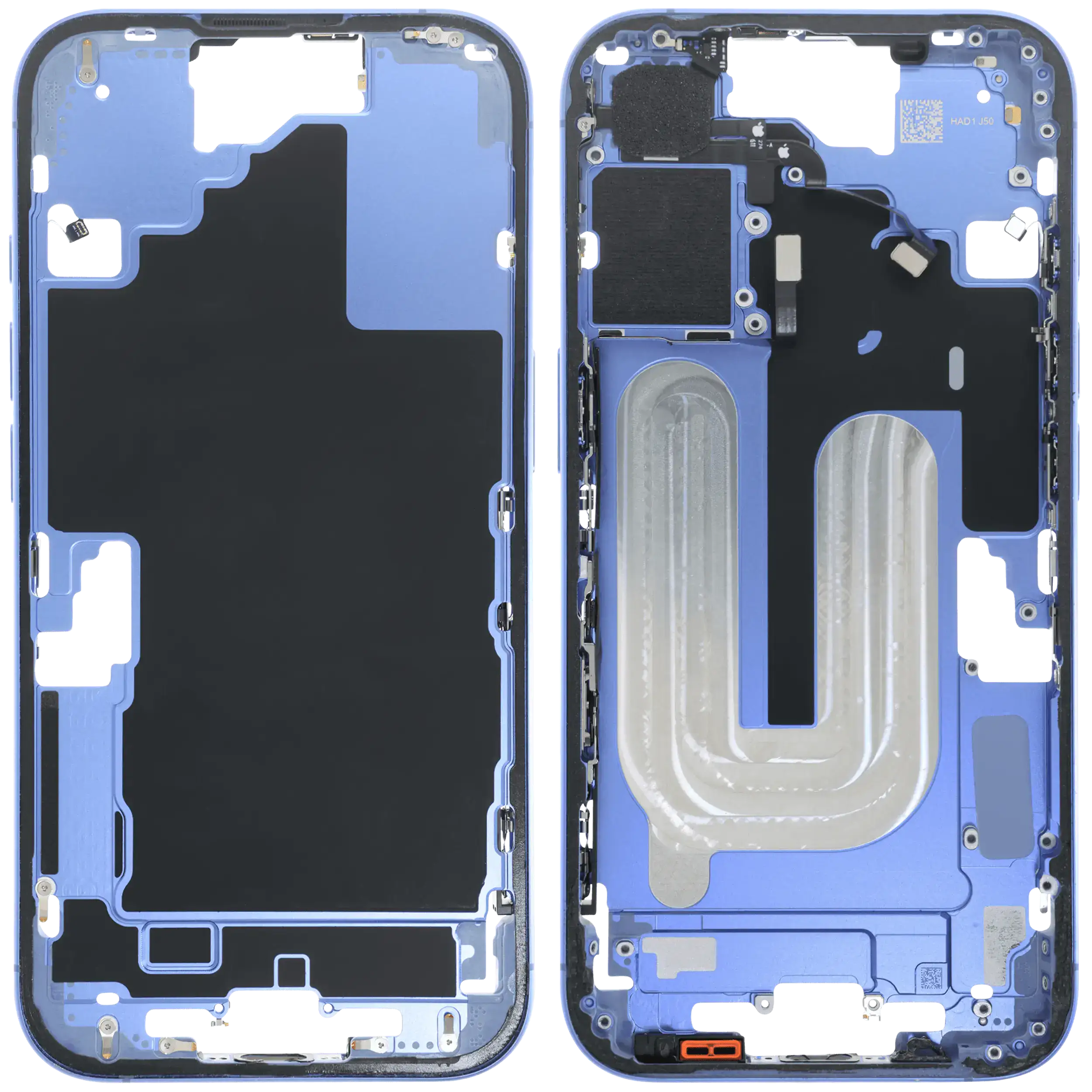 Mittelrahmen mit Kleinteilen für iPhone 16 (US-Version) (ausgebautes Originalteil: Grade C) (Ultramarine) – Bild 2