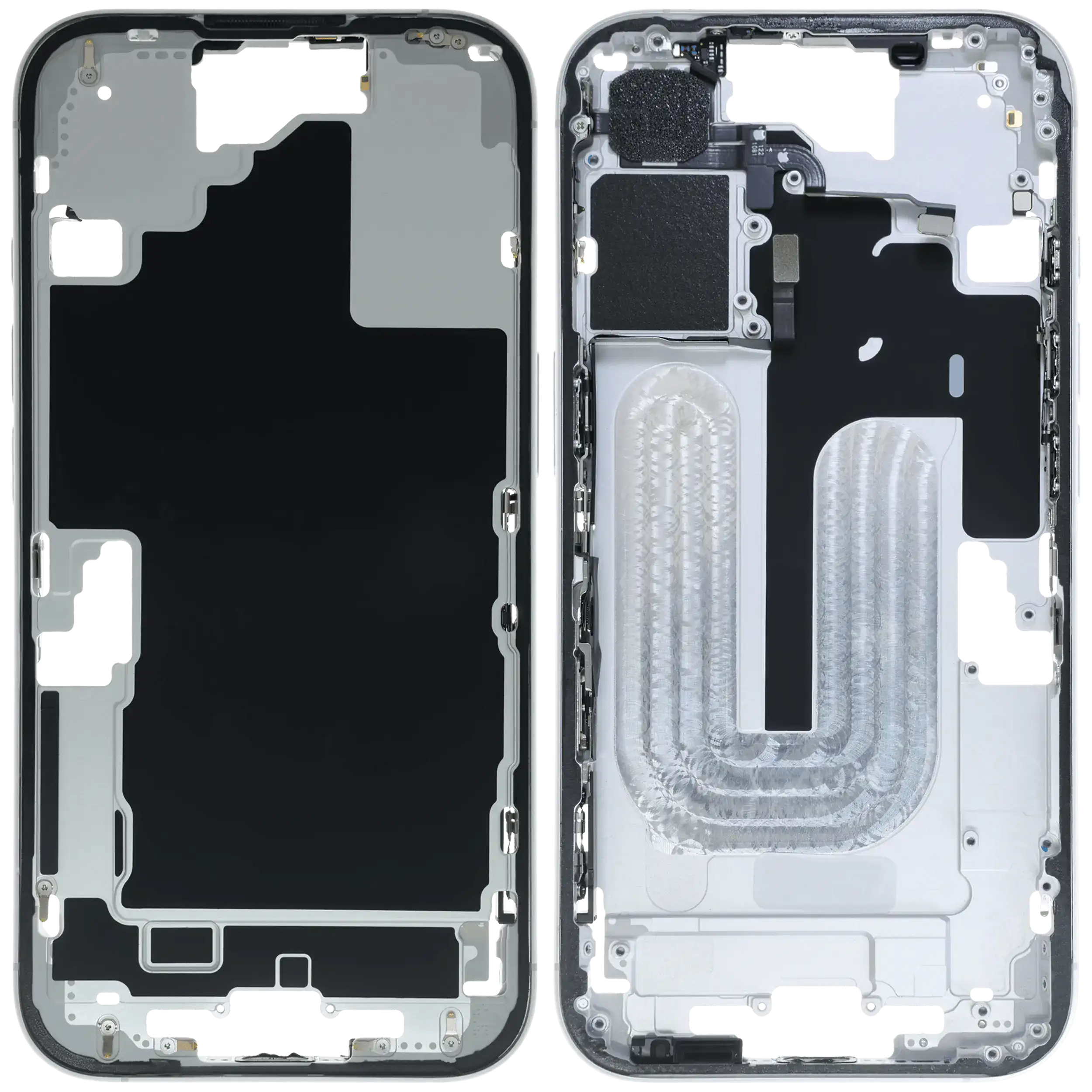Mittelrahmen mit Kleinteilen für iPhone 16 (US-Version) (ausgebautes Originalteil: Grade C) (White (Weiß)) – Bild 2