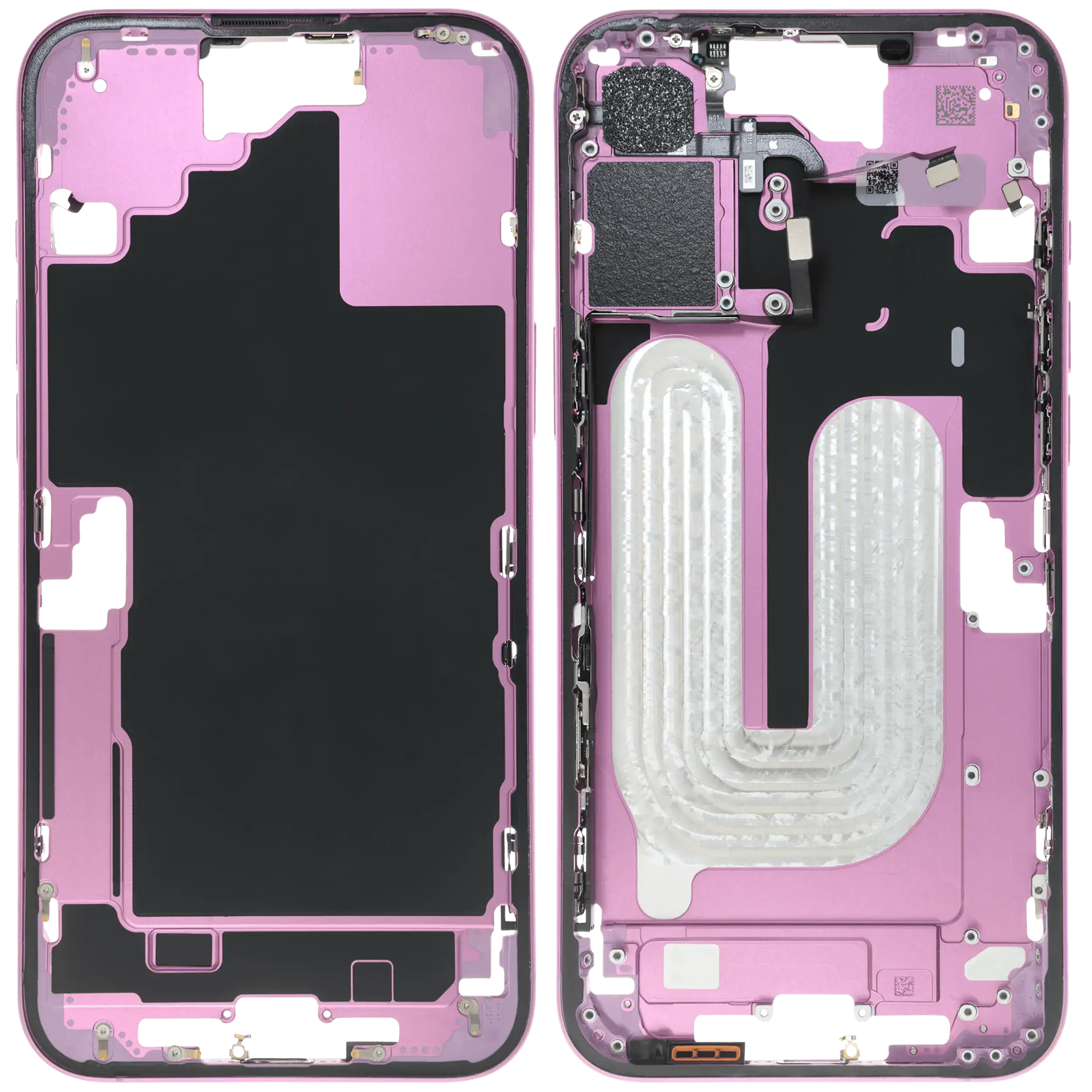 Mittelrahmen mit Kleinteilen für iPhone 16 Plus (US-Version) (ausgebautes Originalteil: Grade C) (Pink (Rosa)) – Bild 2