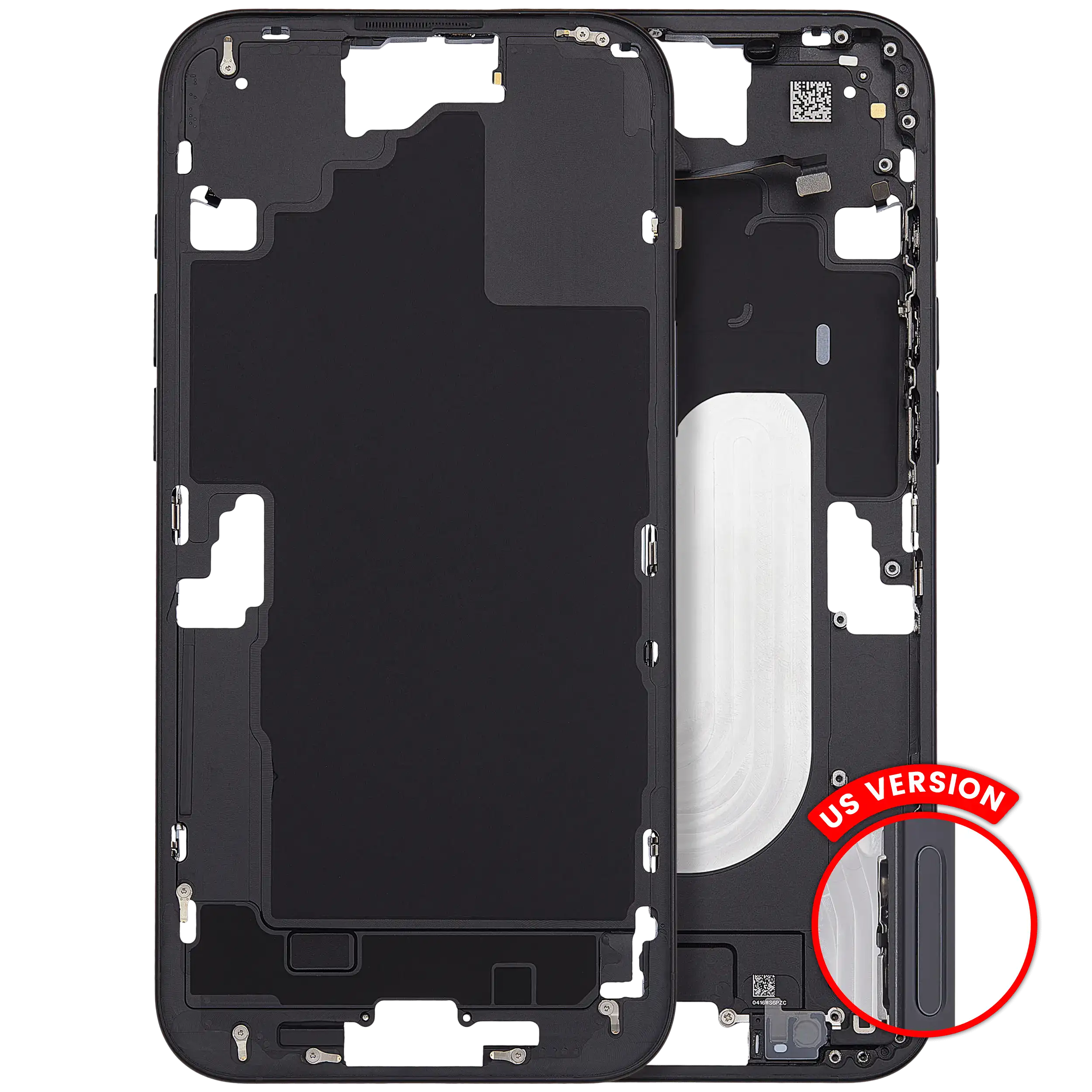 Mittelrahmen mit Kleinteilen für iPhone 16 Plus (US-Version) (ausgebautes Originalteil: Grade C) (White (Weiß)) – Bild 3